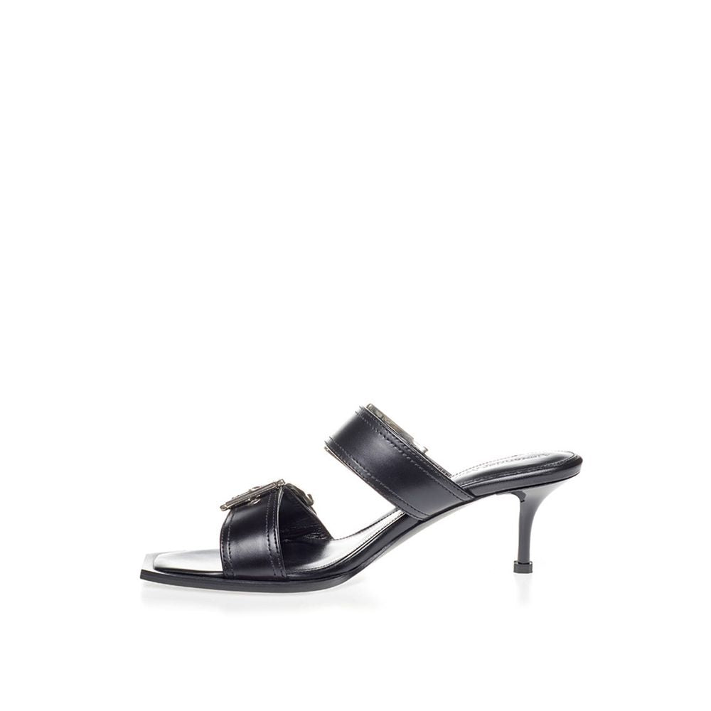 Alexander McQueen Schwarze Leder-Stiletto-Sandalen
