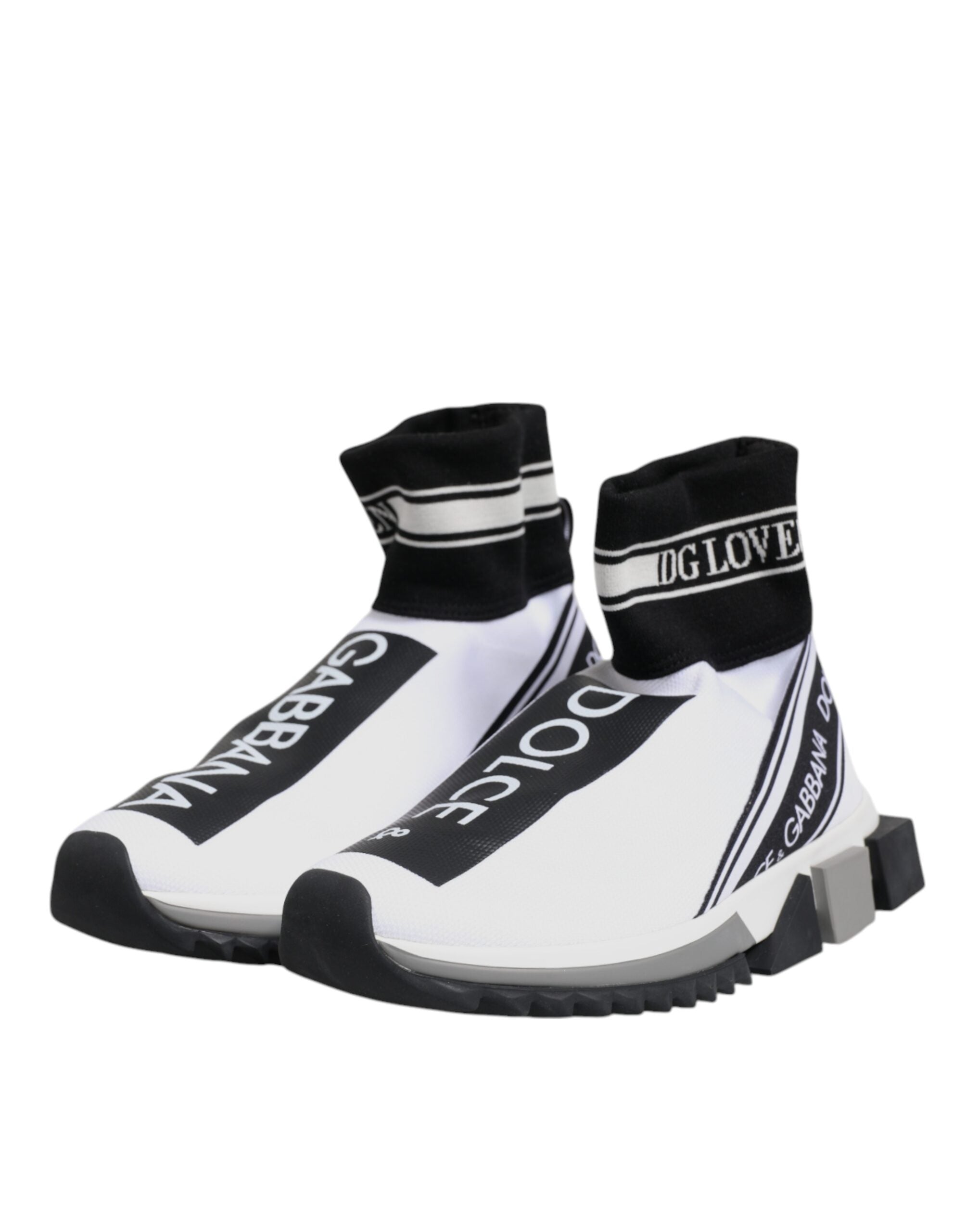 Dolce & Gabbana Weiß Schwarz Sorrento Socken Sneakers Schuhe