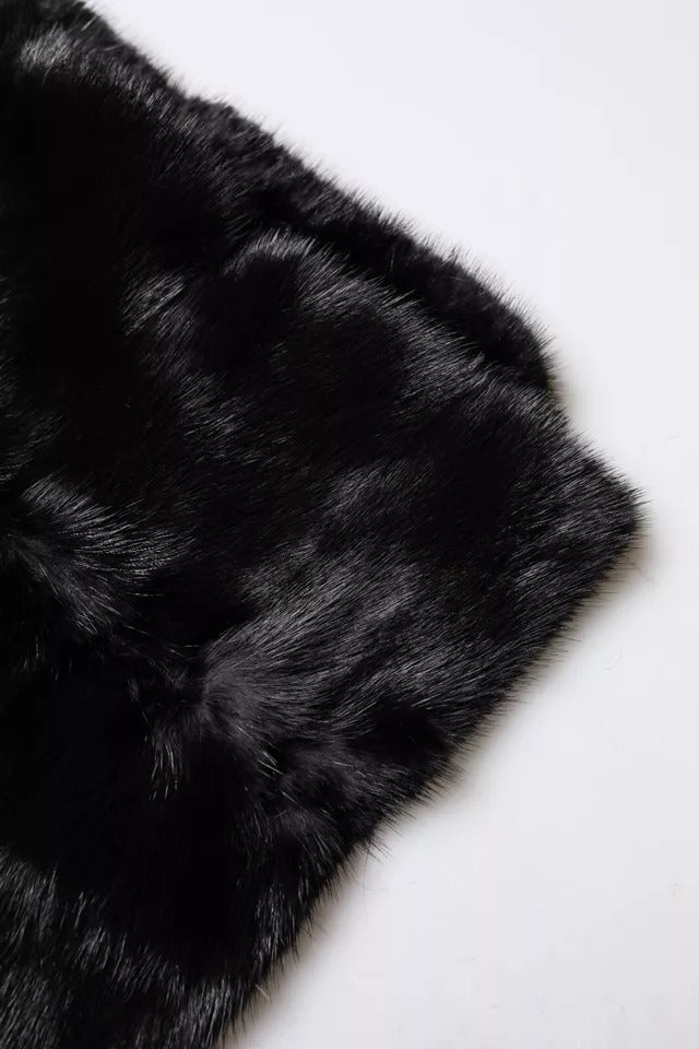 Dolce & Gabbana Schwarzer Pelzschal Hals Wrap Cover Kragenschal