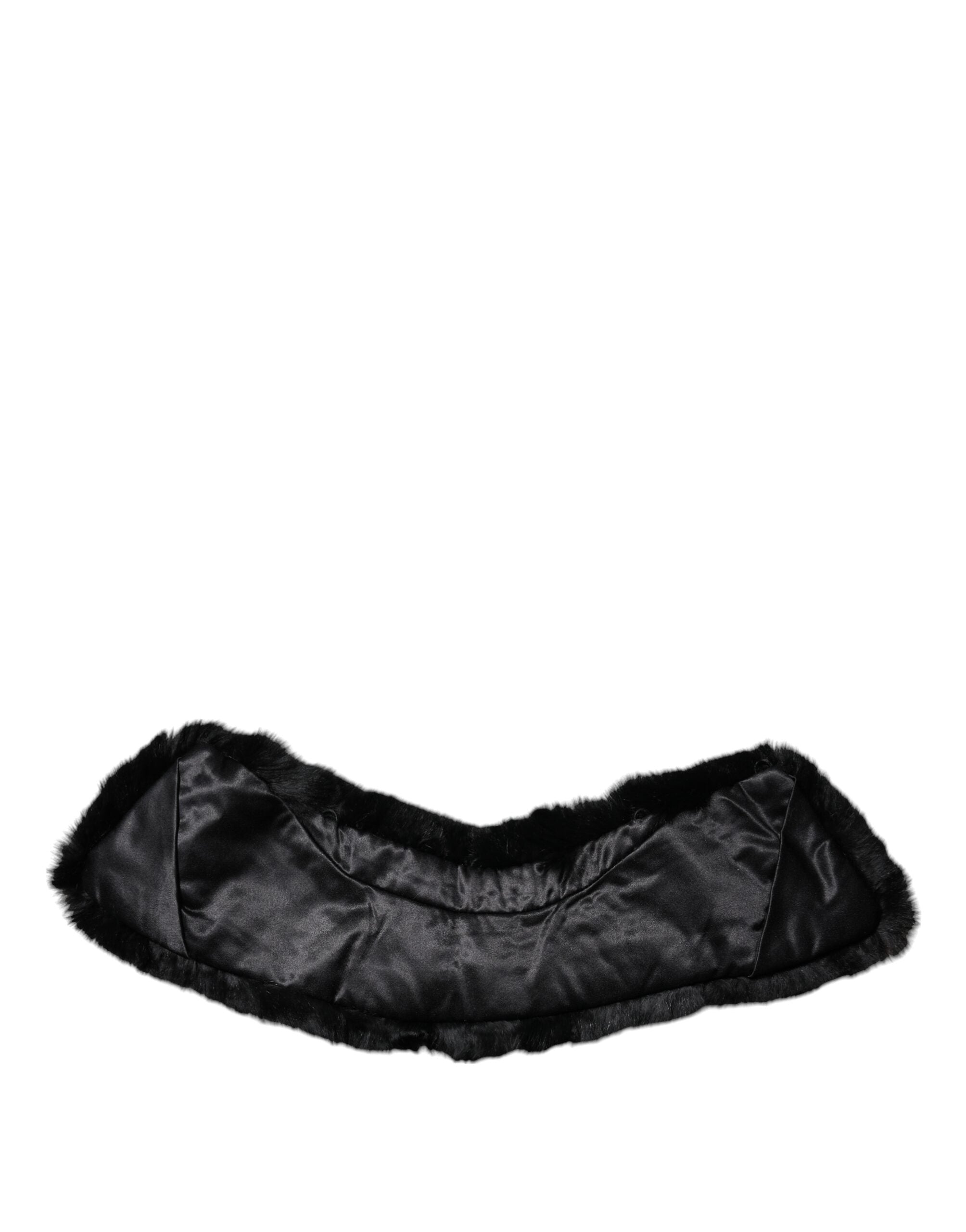 Dolce & Gabbana Schwarzer Lammfellkragen Frauen Hals Wrap Schal