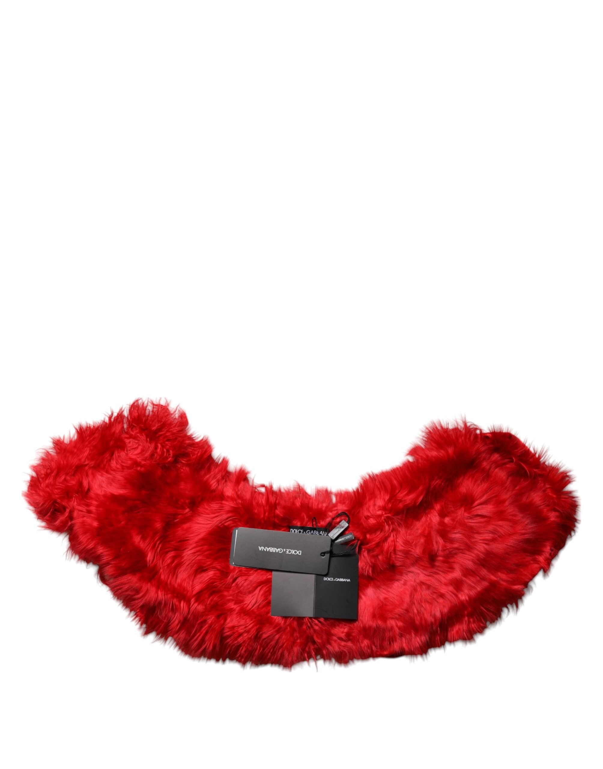 Dolce & Gabbana Roter Alpaka Pelz Frauen Halswärmer Winterschal