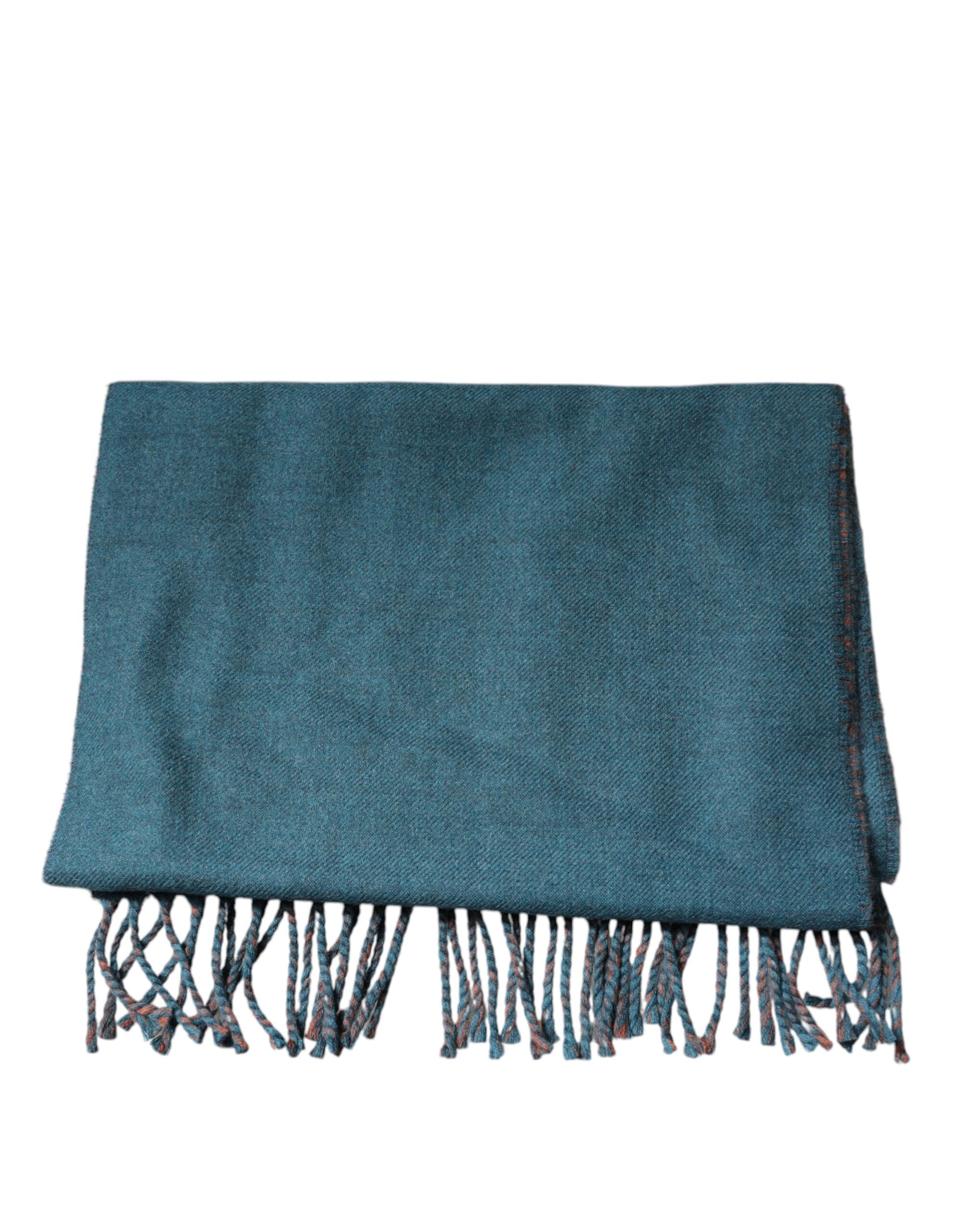Dolce & Gabbana Blau Grün Wolle Fransen Wickelschal Schal