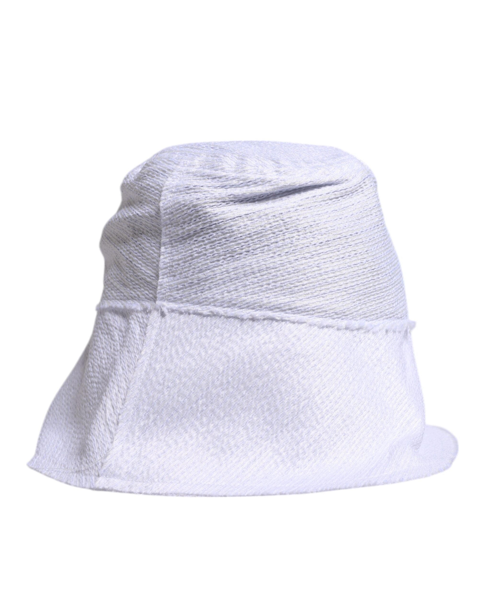 Dolce & Gabbana Weißer Polyester-Eimerhut mit breiter Krempe
