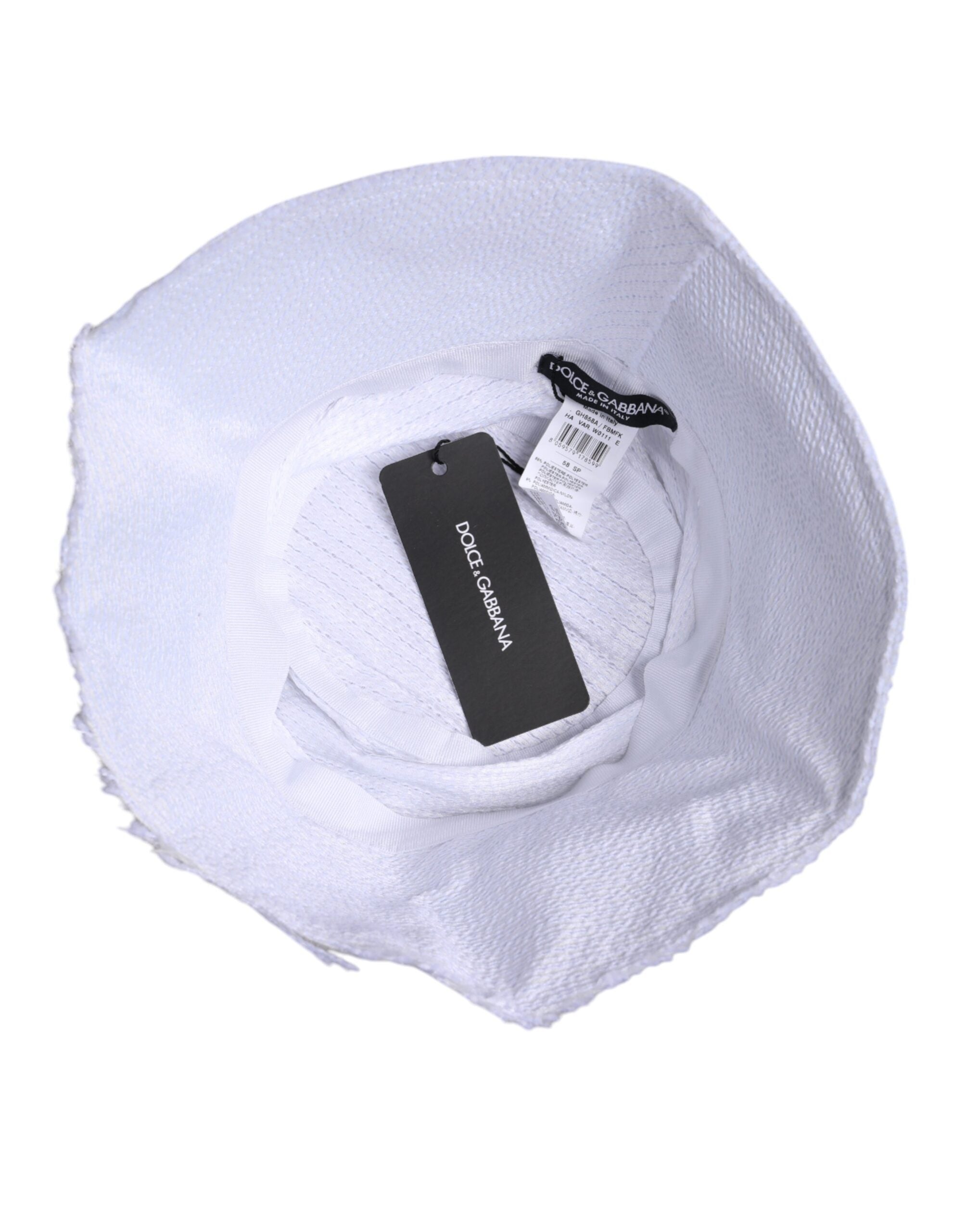 Dolce & Gabbana Weißer Polyester-Eimerhut mit breiter Krempe