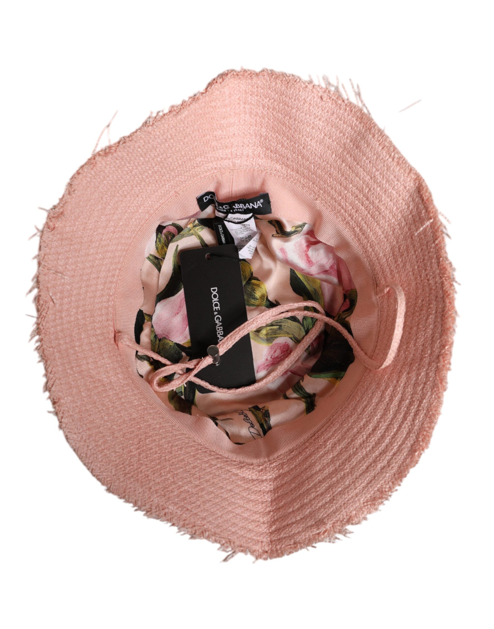 Dolce & Gabbana Rosa Baumwoll-Eimerhut mit breiter Krempe