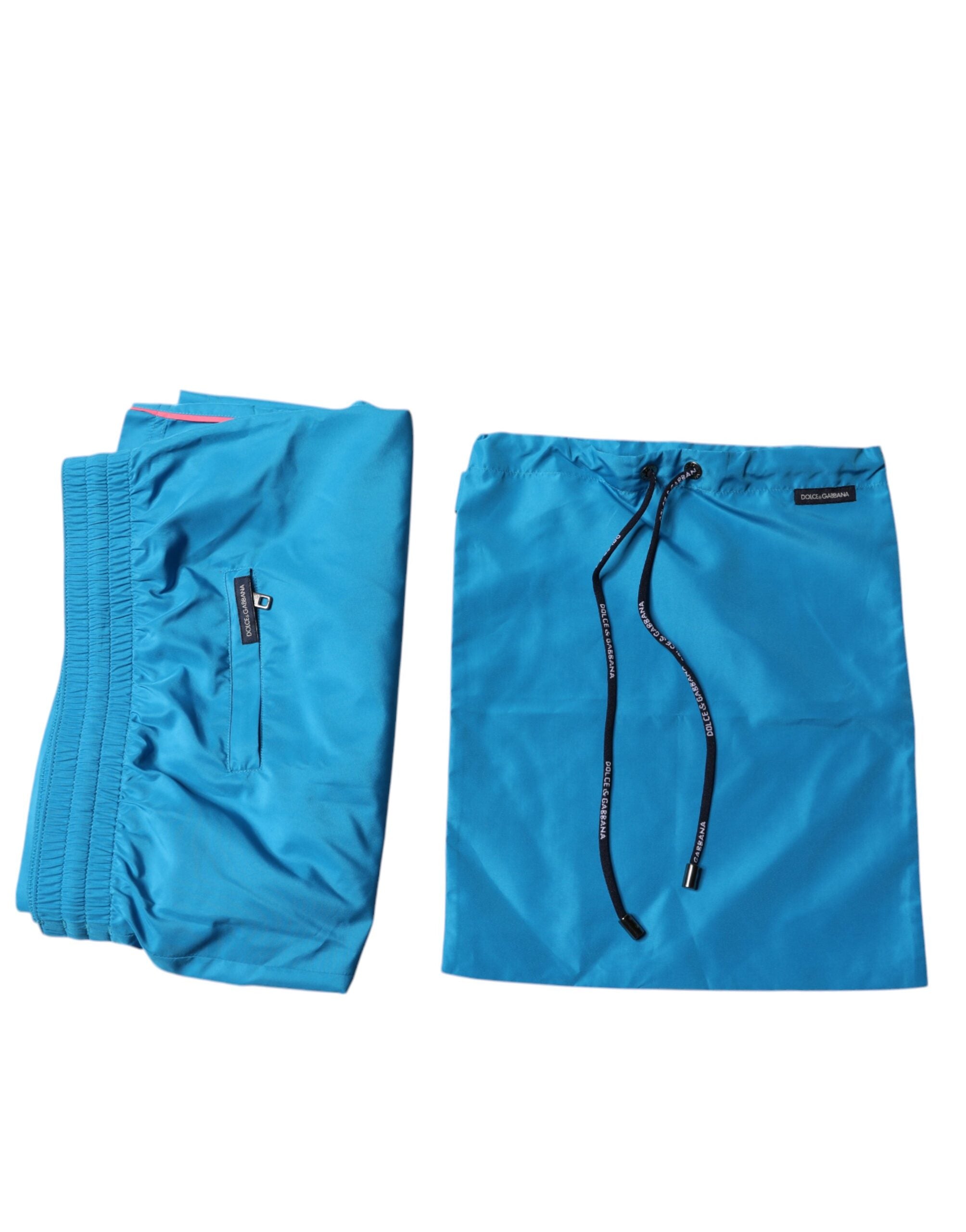 Dolce & Gabbana Türkis Logo Beachwear Shorts 2Pc Bademode