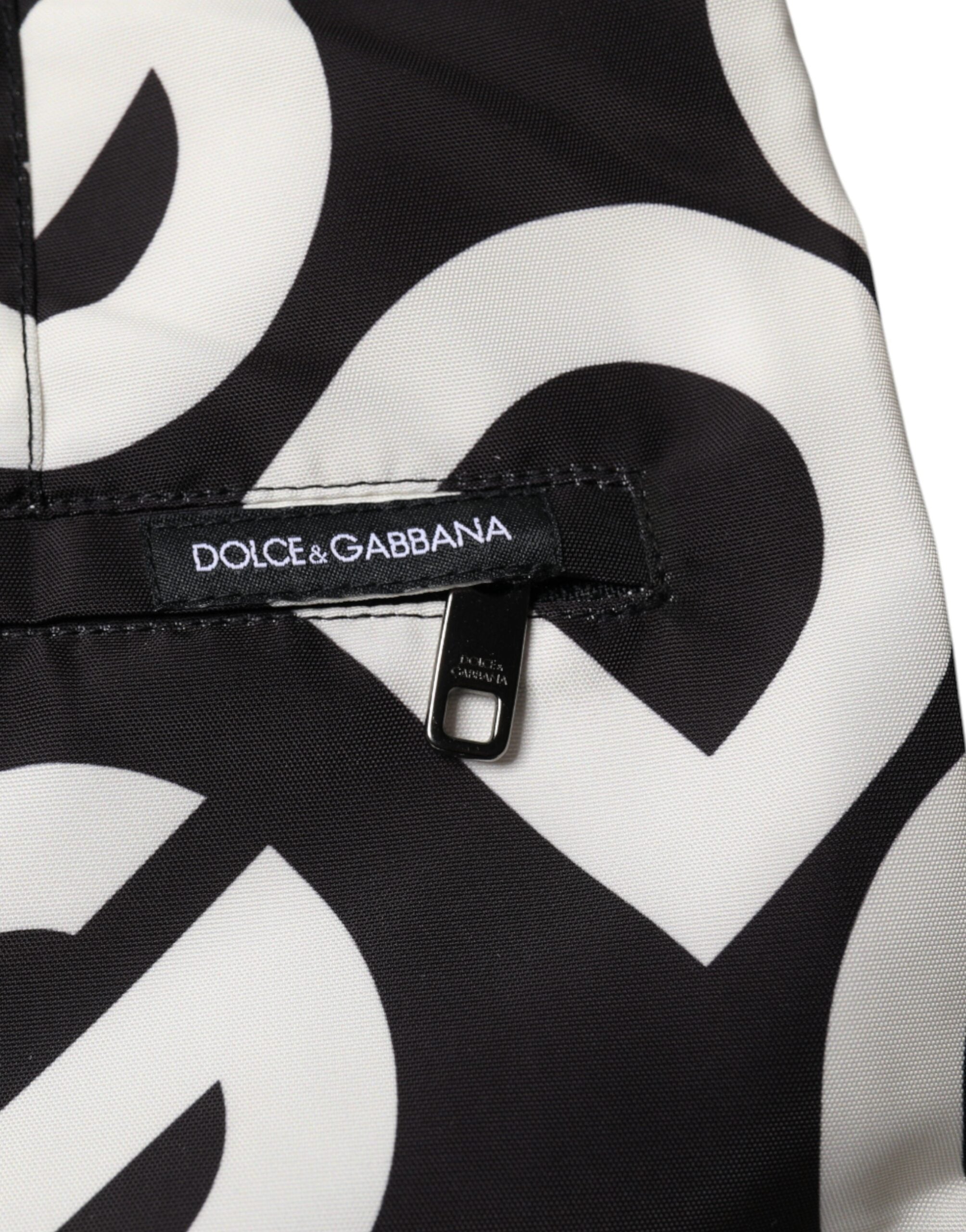 Dolce & Gabbana Schwarz Weiß Logo Beachwear Shorts Bademode