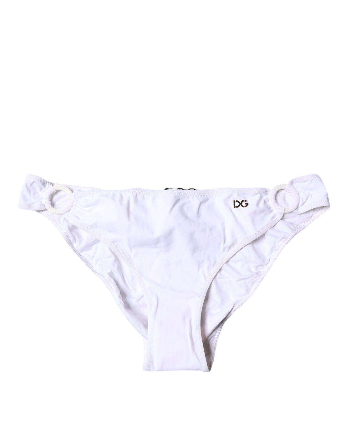 Dolce & Gabbana Weißes Nylon Beachwear Bikini Bottom Badebekleidung