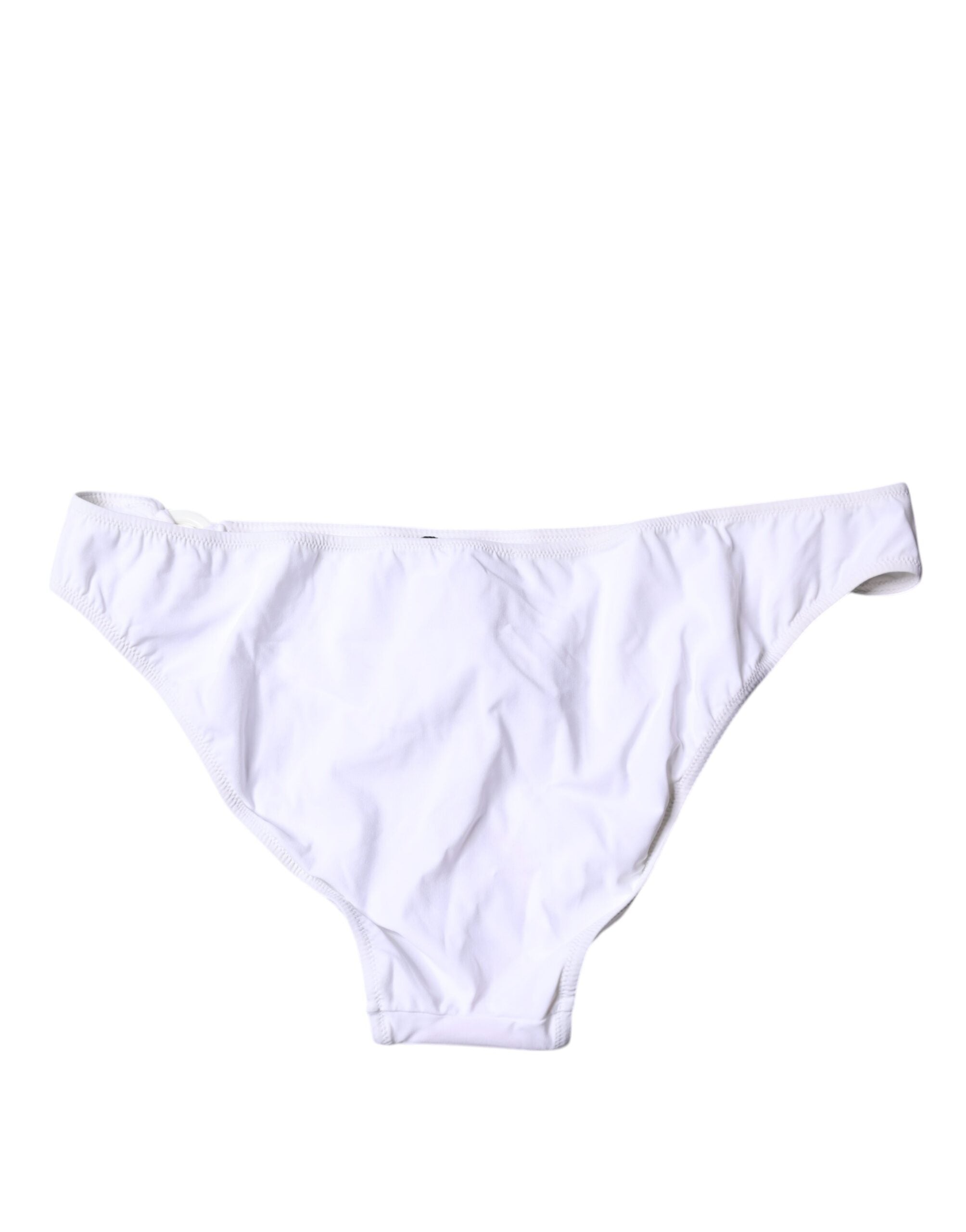 Dolce & Gabbana Weißes Nylon Beachwear Bikini Bottom Badebekleidung