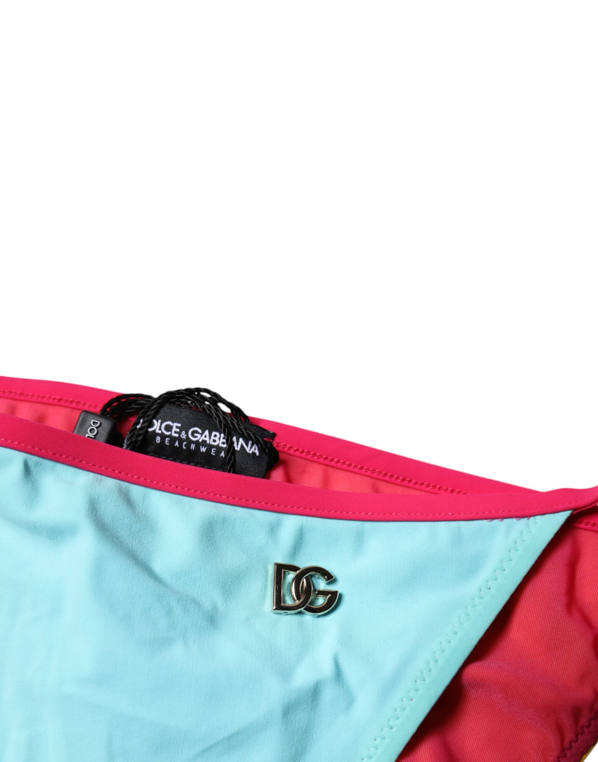 Dolce & Gabbana Multicolor Logo-Badeanzug Bikini Bottom Bademode