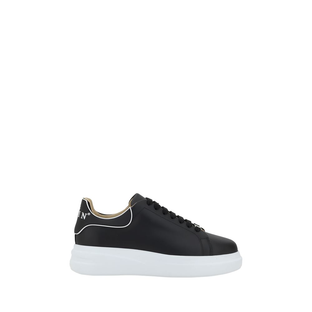 Philipp Plein Schwarze Bos Taurus Kalbsleder Low-Top-Sneaker