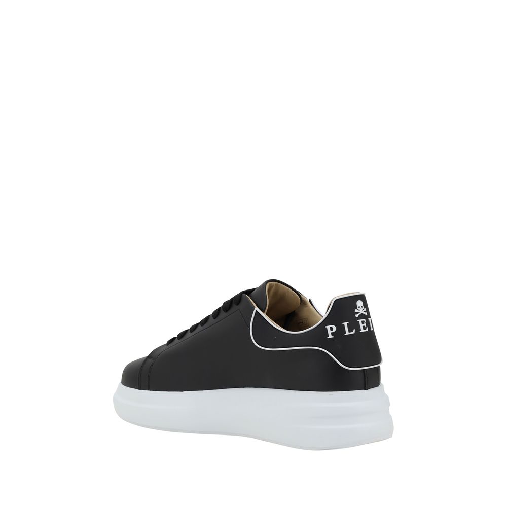 Philipp Plein Schwarze Bos Taurus Kalbsleder Low-Top-Sneaker