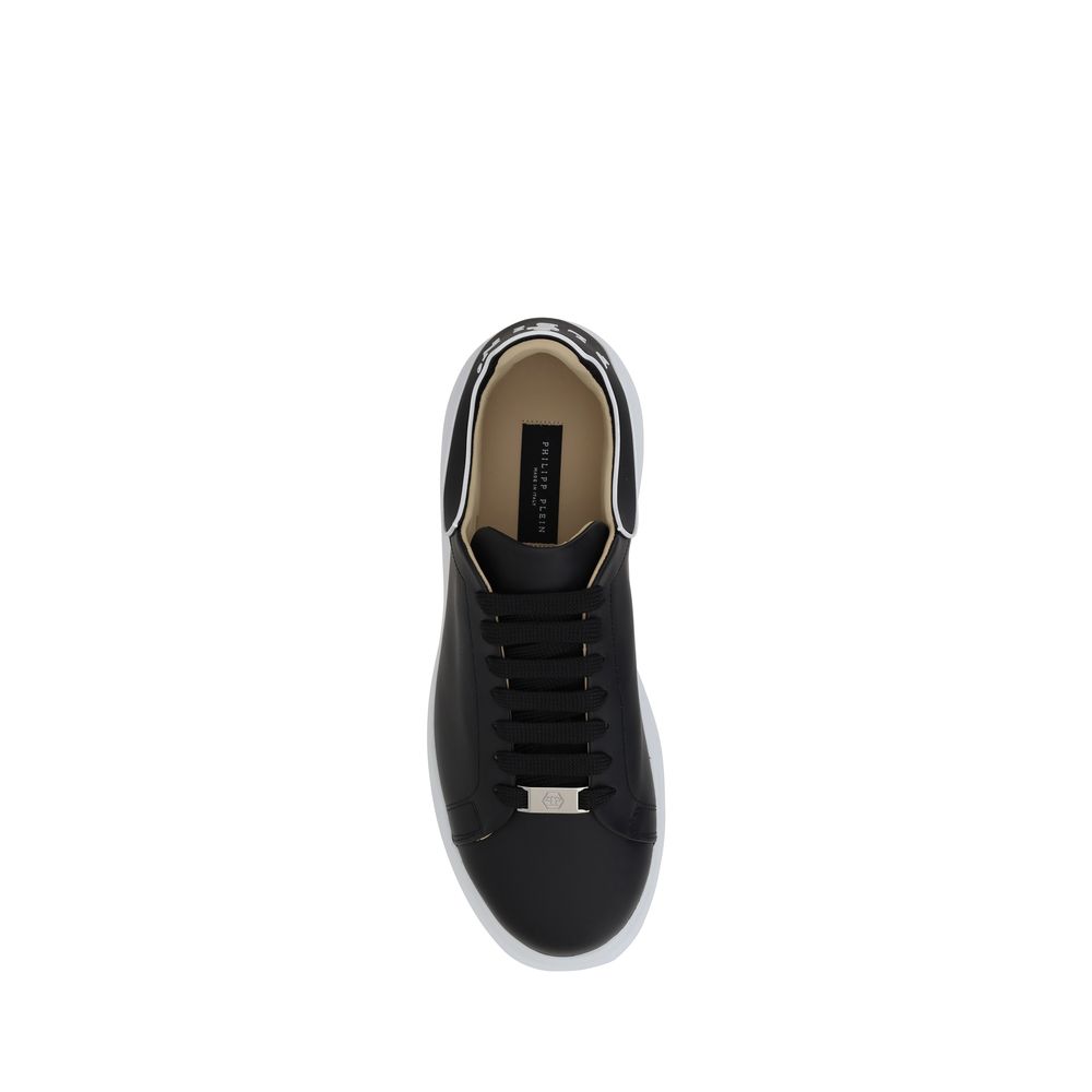 Philipp Plein Schwarze Bos Taurus Kalbsleder Low-Top-Sneaker
