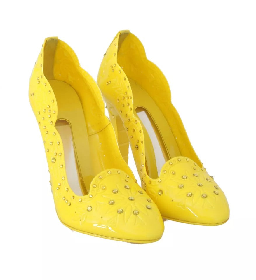 Dolce & Gabbana Gelbe Crystal Heels CINDERELLA Schuhe
