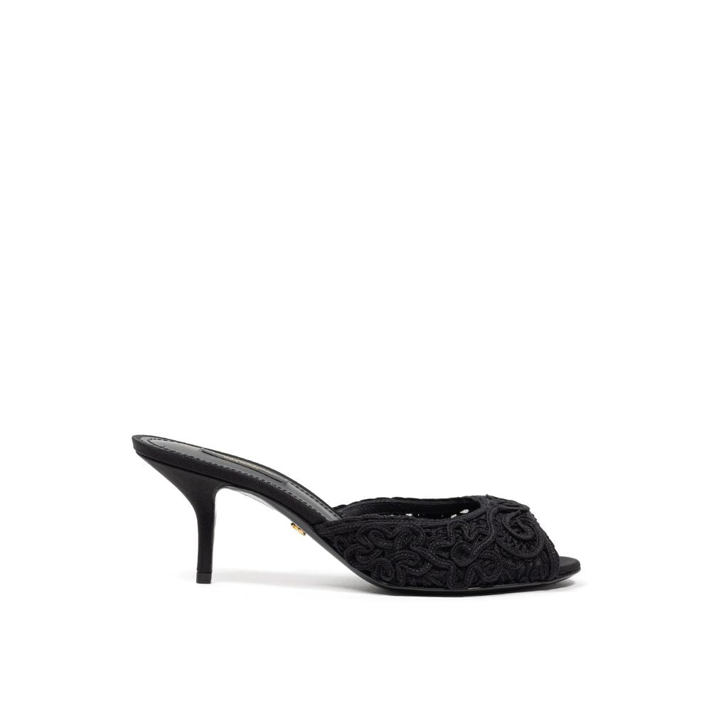 Dolce & Gabbana Schwarze Baumwoll-Pantoletten