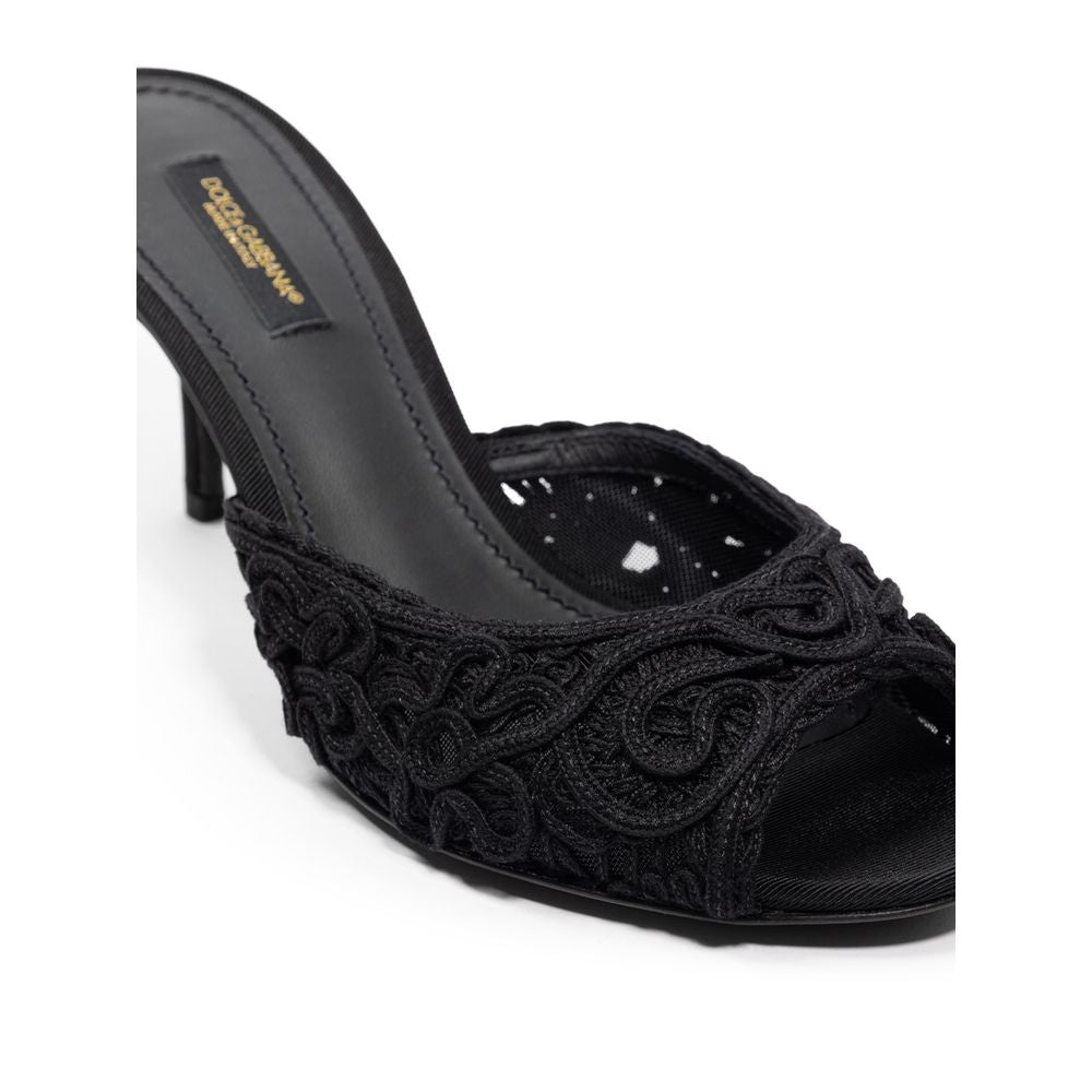 Dolce & Gabbana Schwarze Baumwoll-Pantoletten