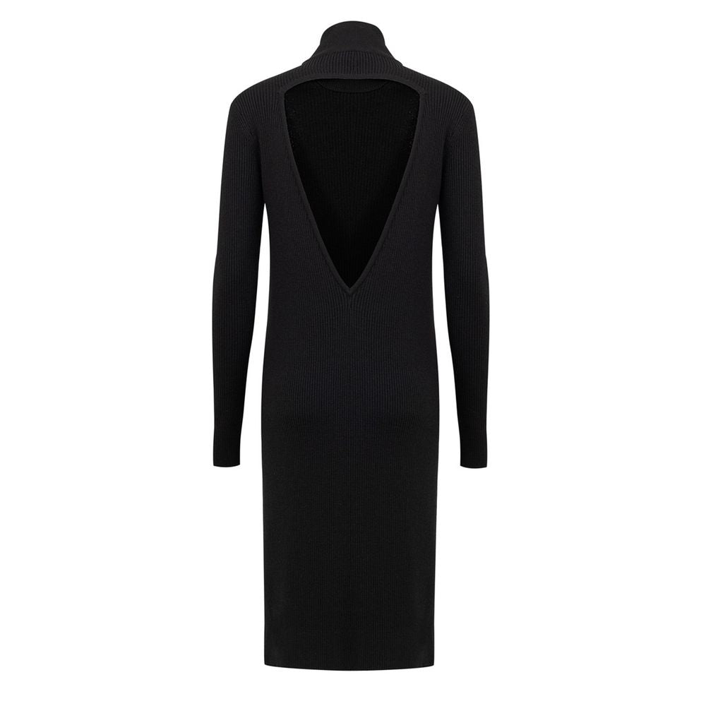 Bottega Veneta Langes Wollkleid in Schwarz