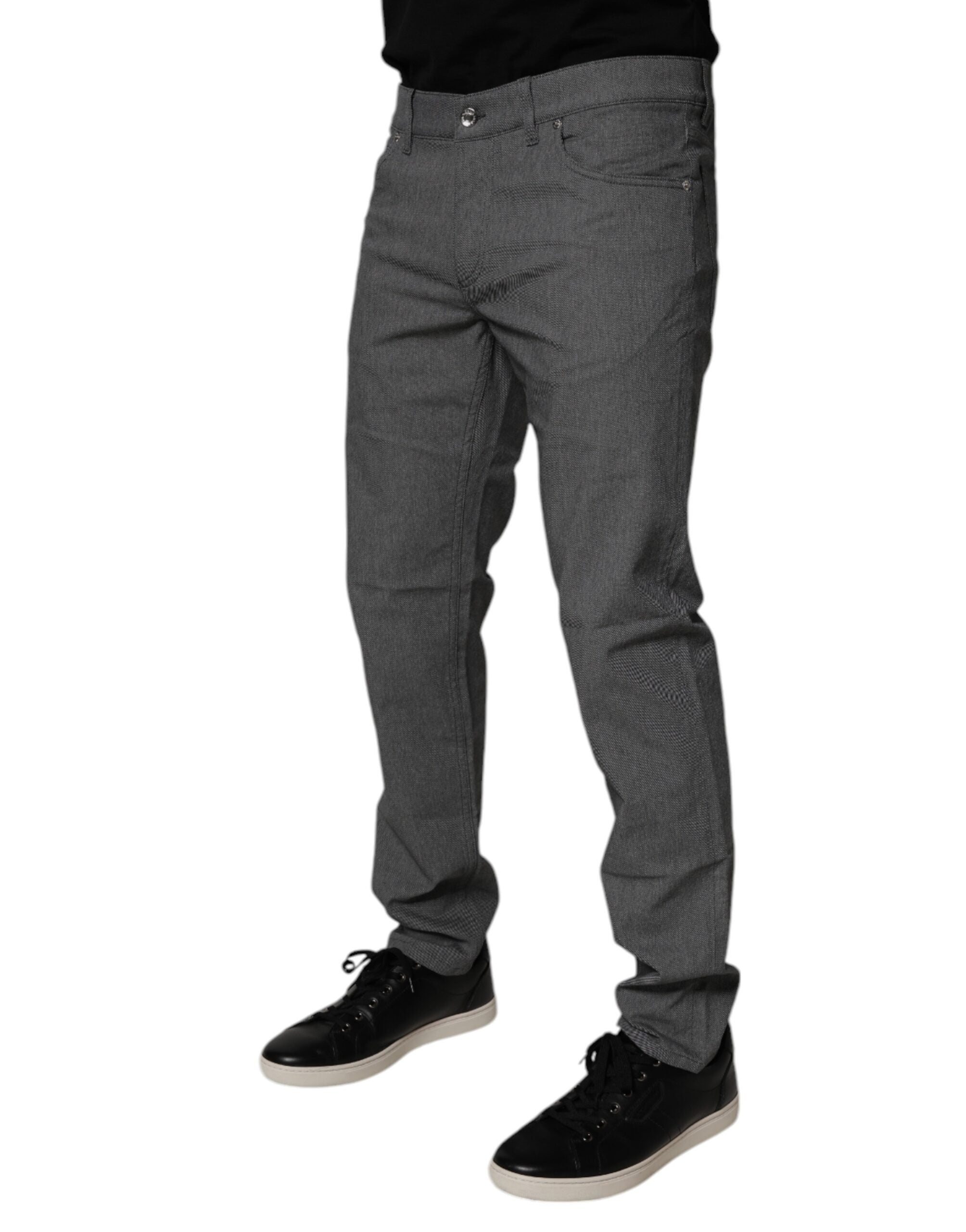 Dolce & Gabbana Graue Baumwoll-Stretch-Skinny-Denim-Jeans