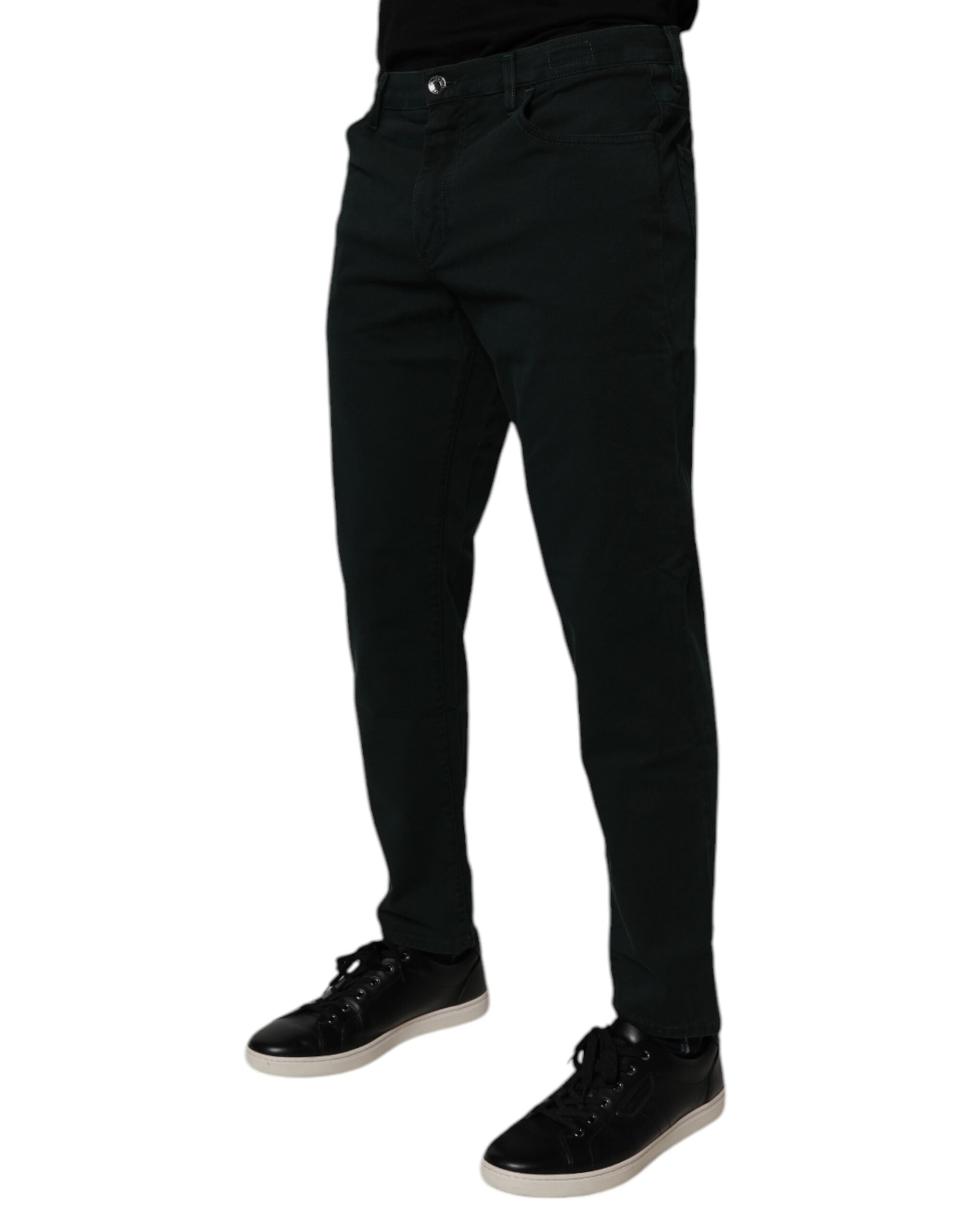 Dolce & Gabbana Dunkelgrüne Baumwolle Lose Herren Denim Jeans