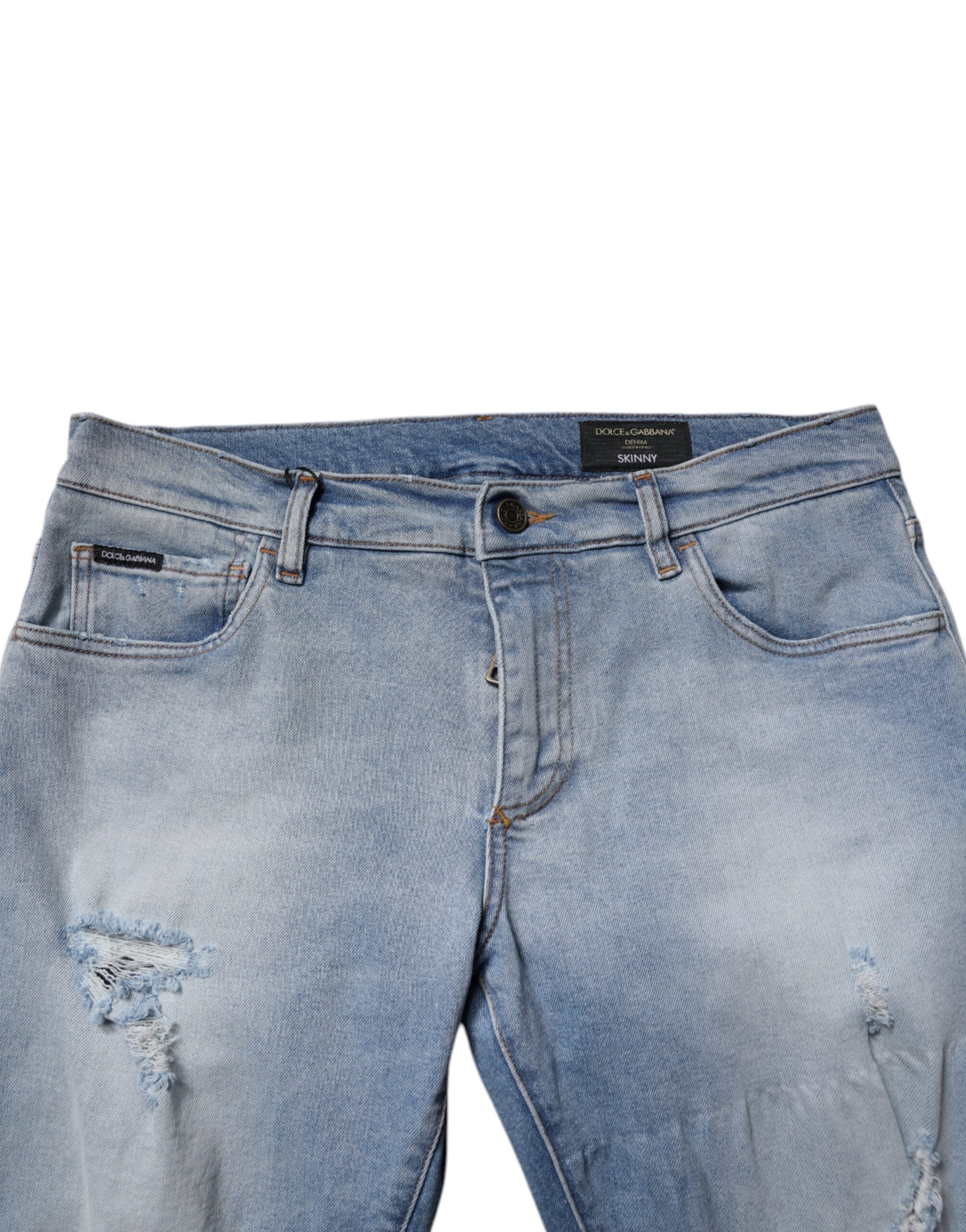 Dolce & Gabbana Blaue Distressed-Jeans aus Baumwolle für Herren