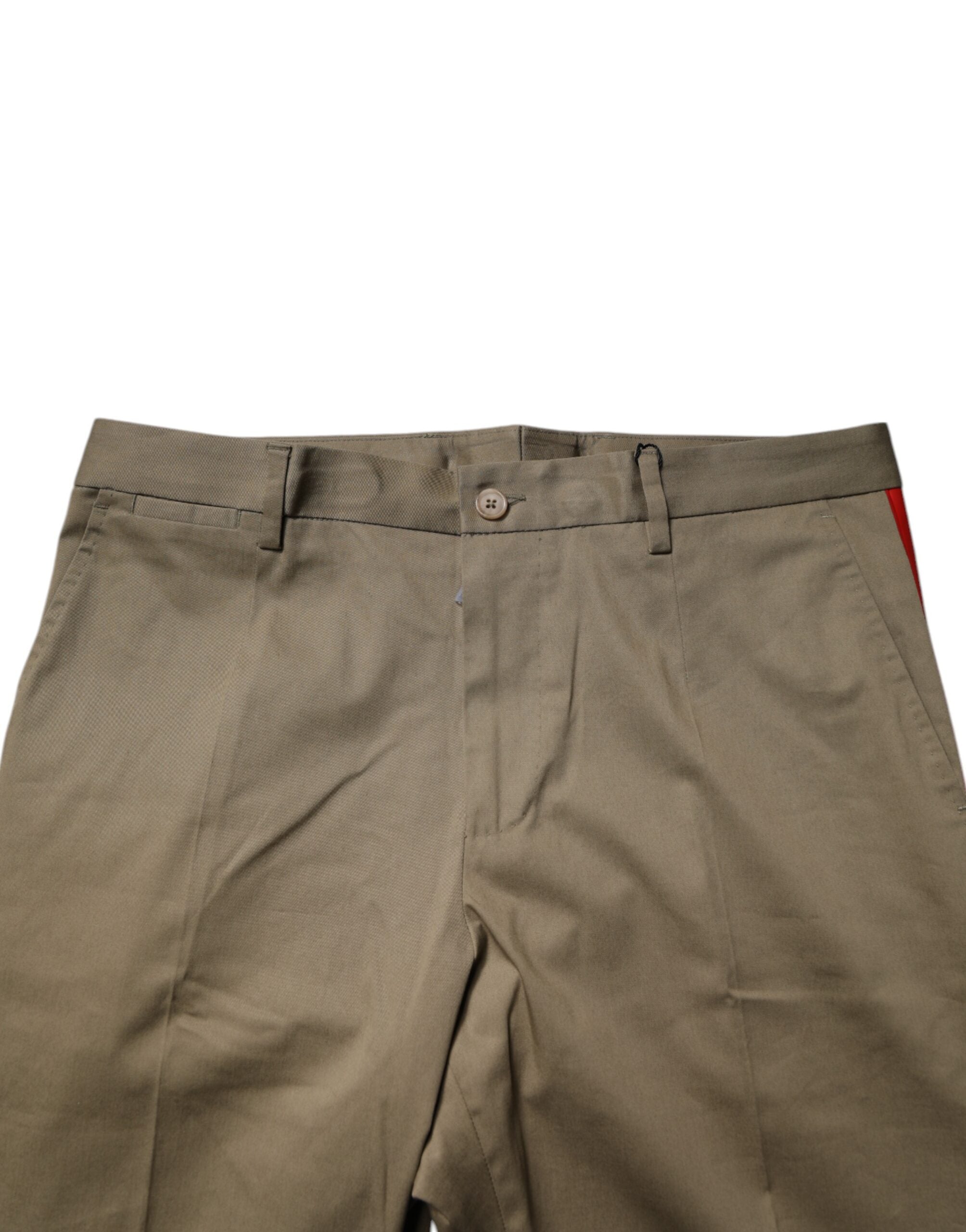 Dolce & Gabbana Dunkle khakifarbene Baumwoll-Tapered Pants