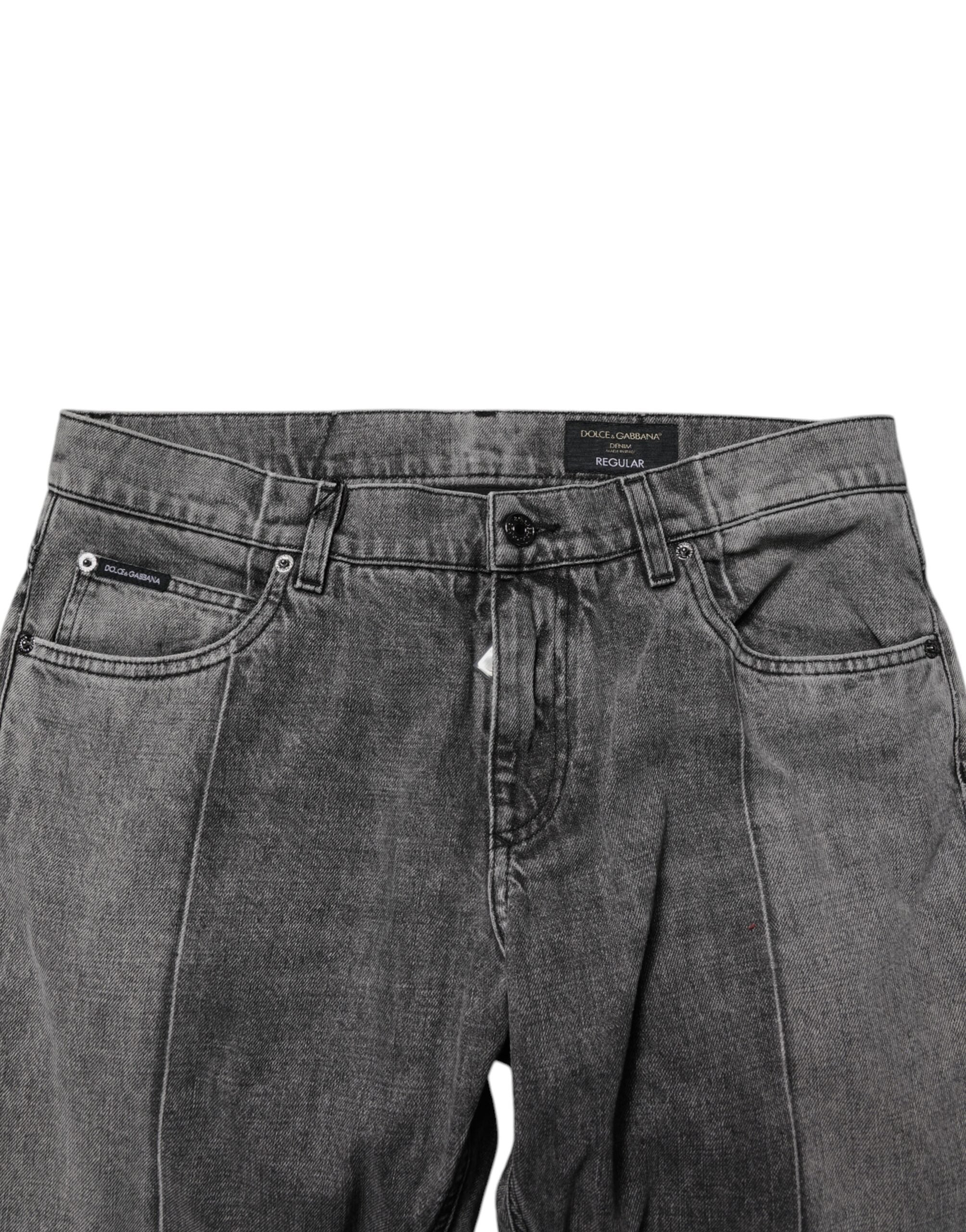 Dolce & Gabbana Zweifarbige graue Denim-Jeans aus Baumwolle