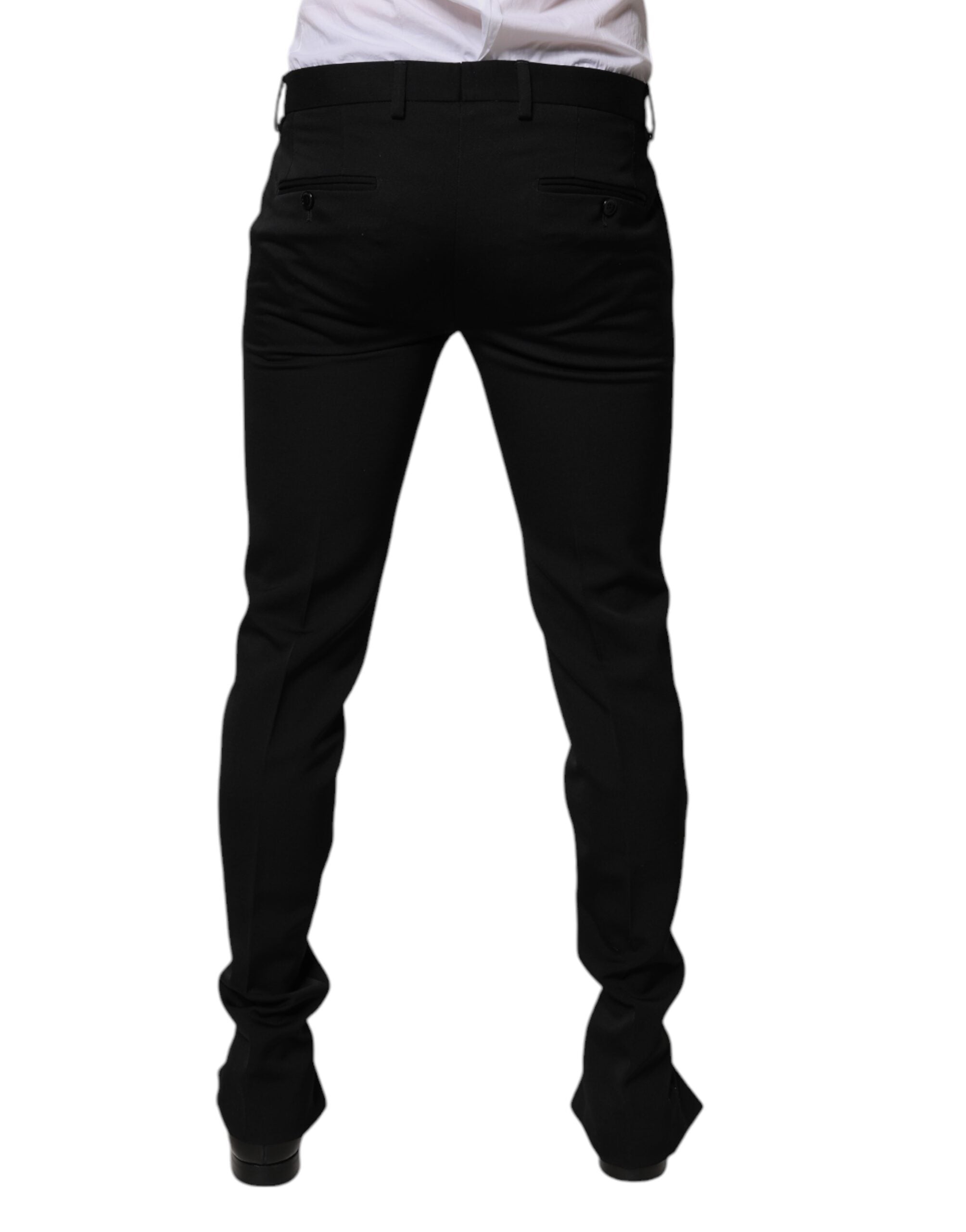 Dolce & Gabbana Schwarze konisch zulaufende formelle Anzughose aus Wolle