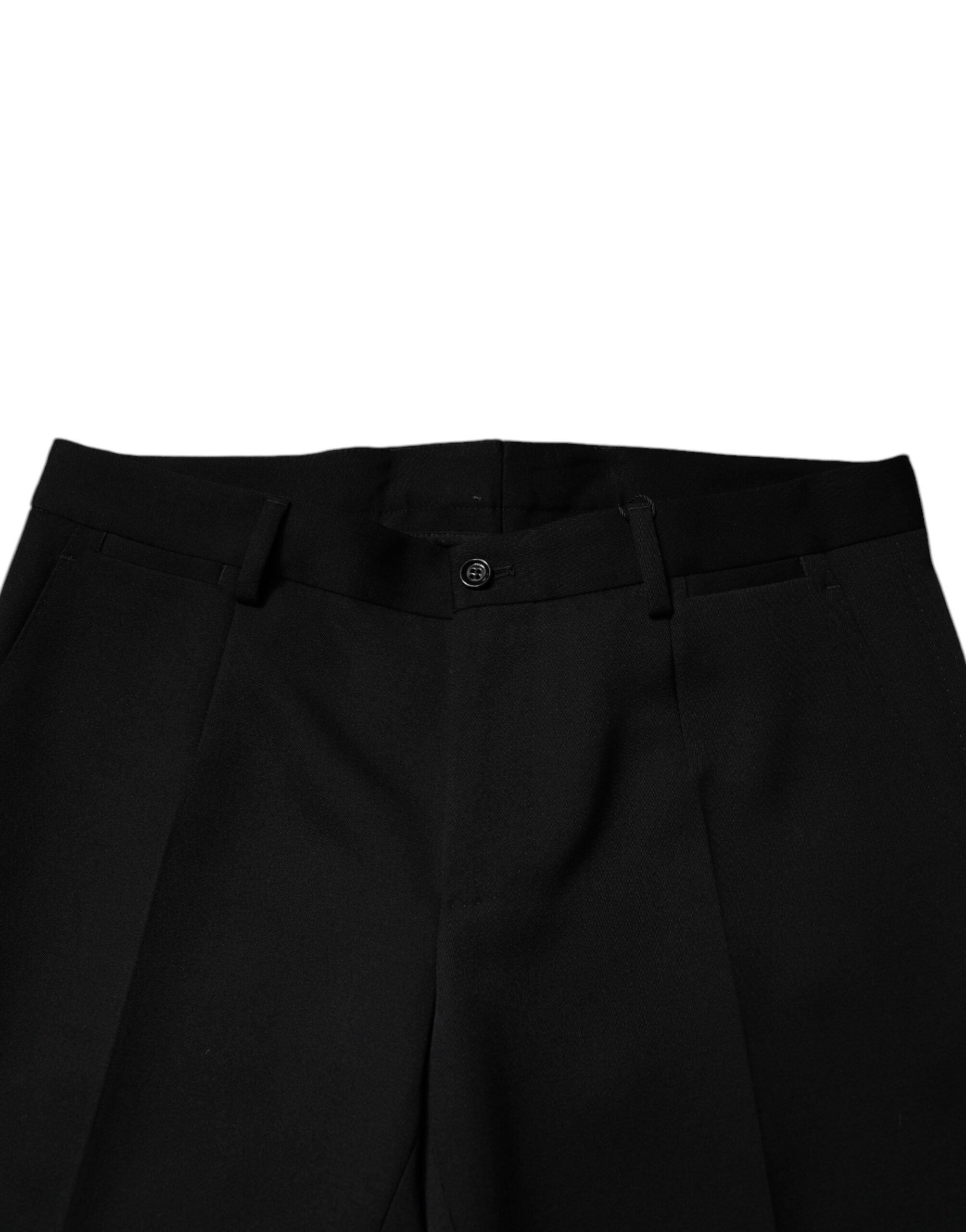 Dolce & Gabbana Schwarze konisch zulaufende formelle Anzughose aus Wolle