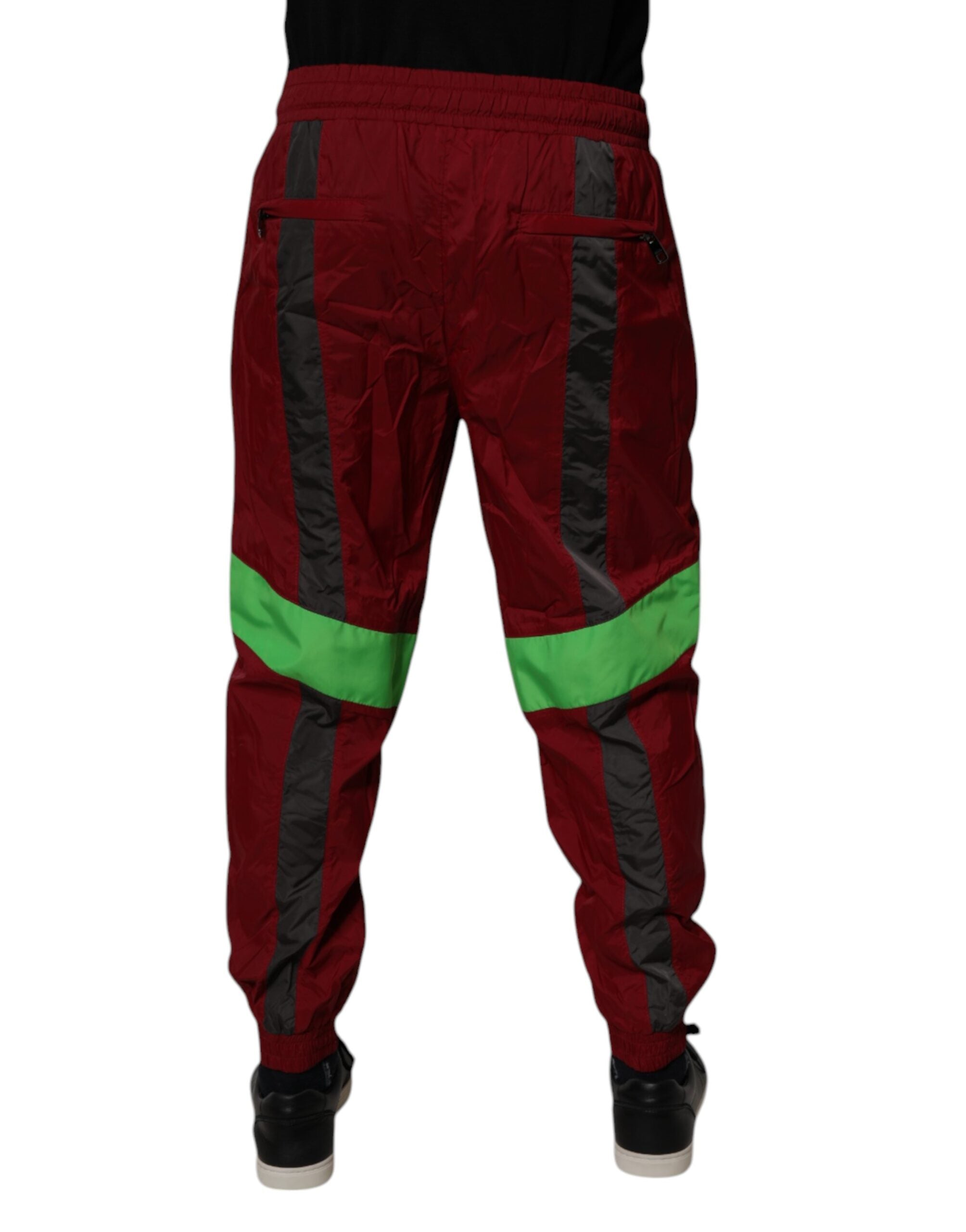 Dolce & Gabbana Maroon Nylon Männer Jogger Sweatpants Hosen