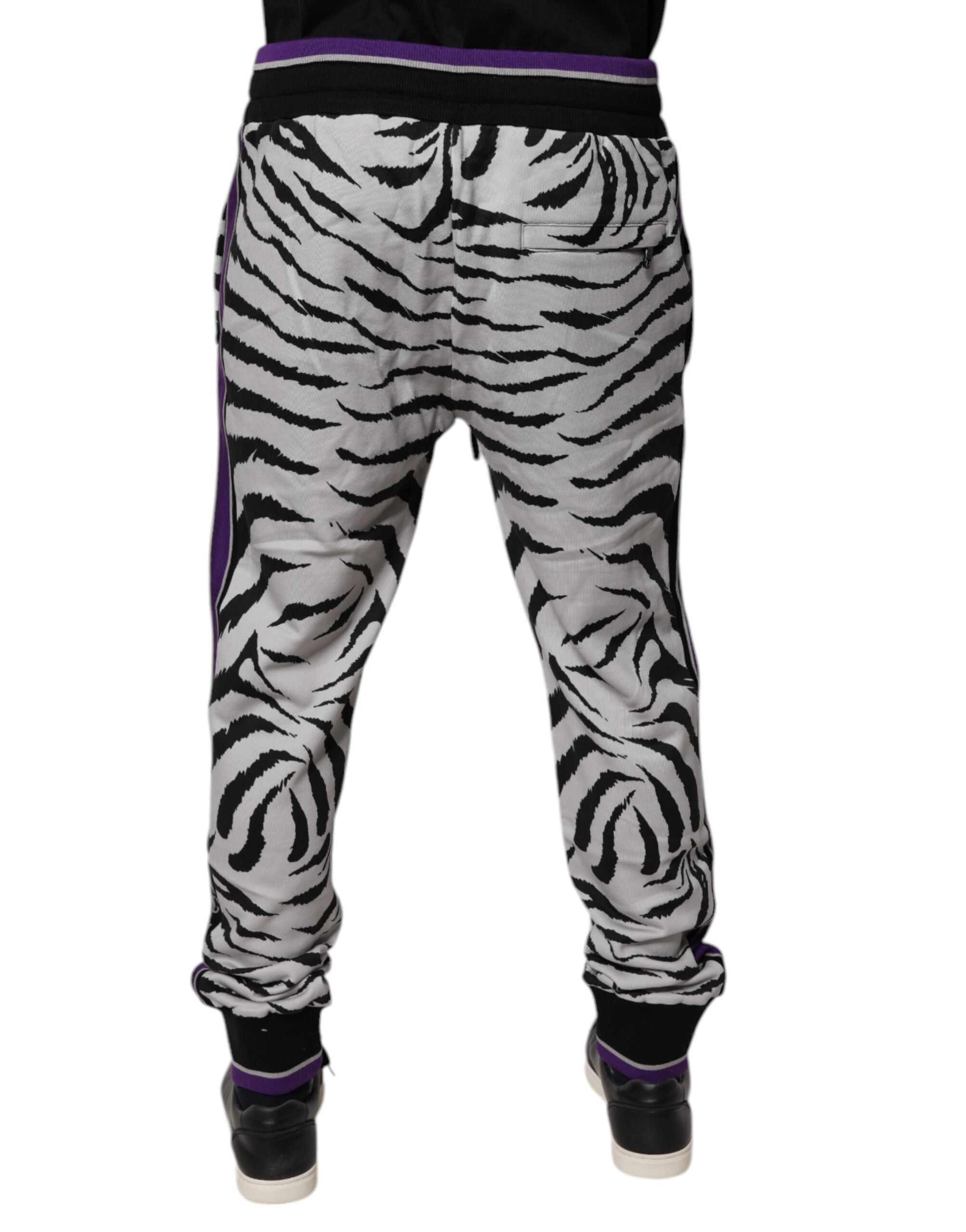 Dolce & Gabbana Schwarz Weiß Zebra Männer Jogger Sweatpants Hosen