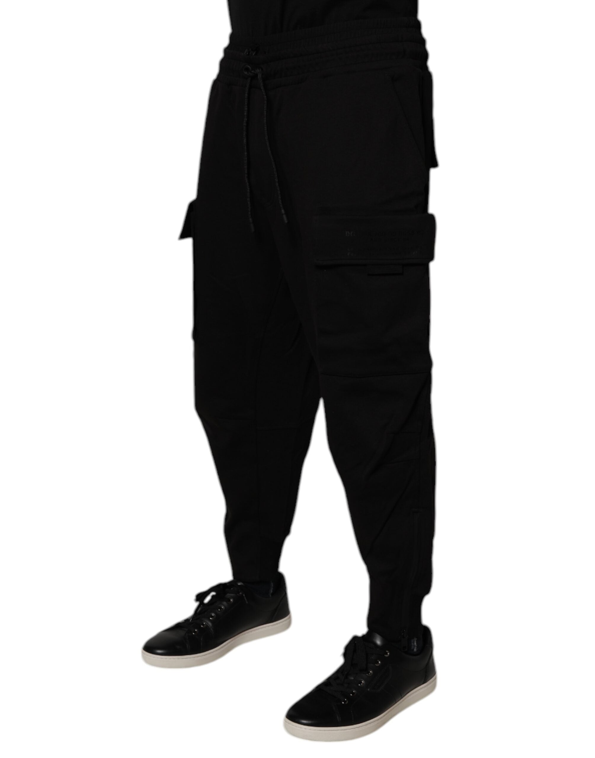 Dolce & Gabbana Schwarze Baumwolle Männer Cargo Jogger Sweatpants Hosen