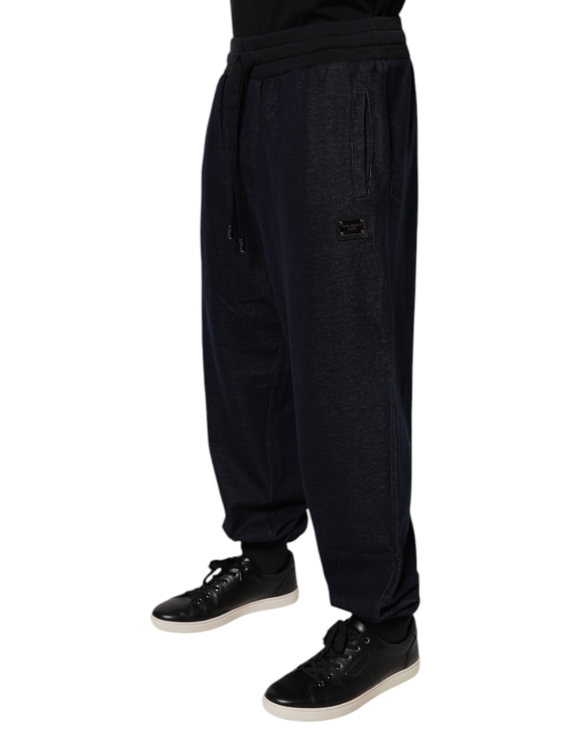 Dolce & Gabbana Schwarze Jacquard-Baumwoll-Jogger-Sweatpants Hose