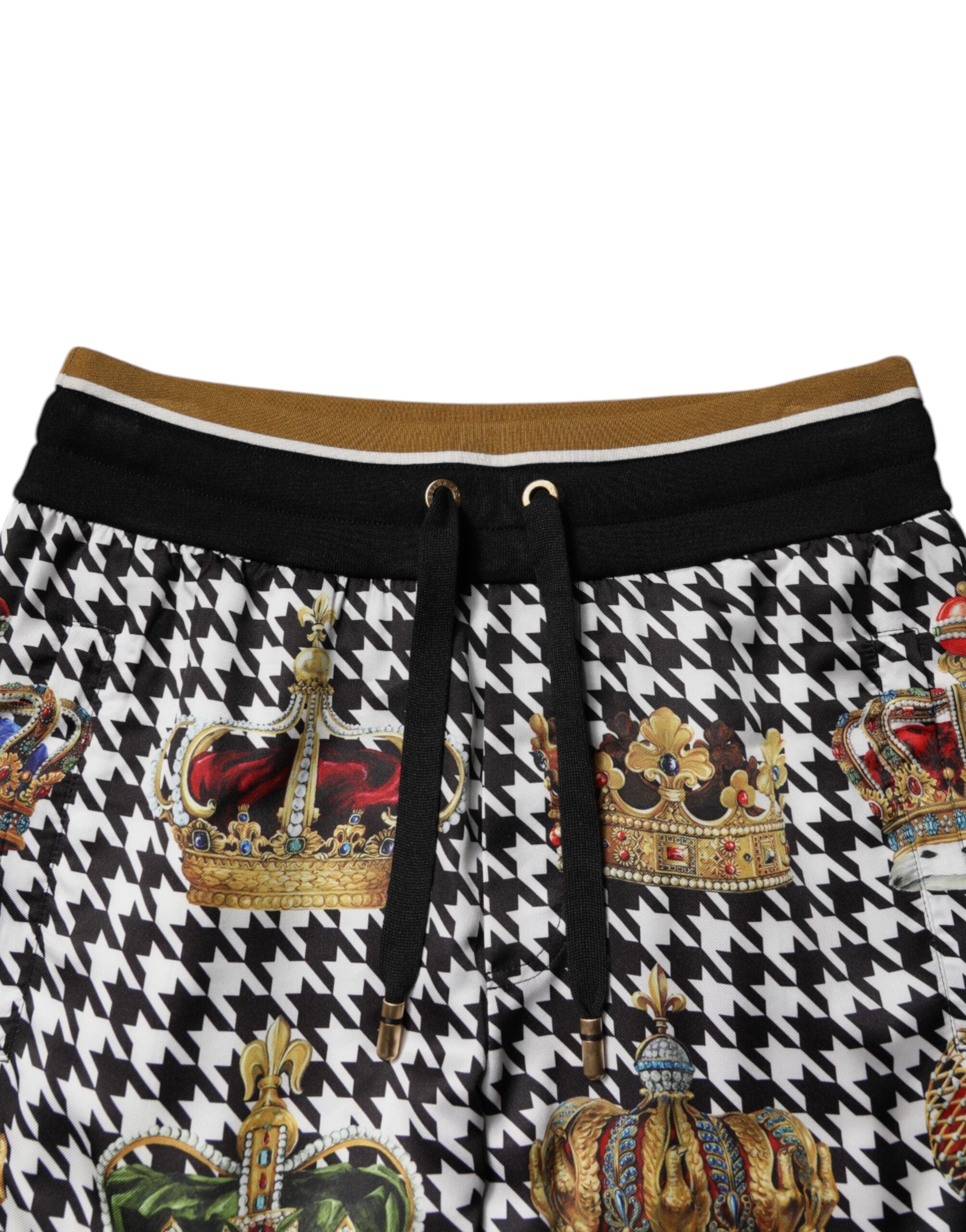 Dolce & Gabbana Multicolor Hahnentritt Krone Männer Sweatpants Hosen