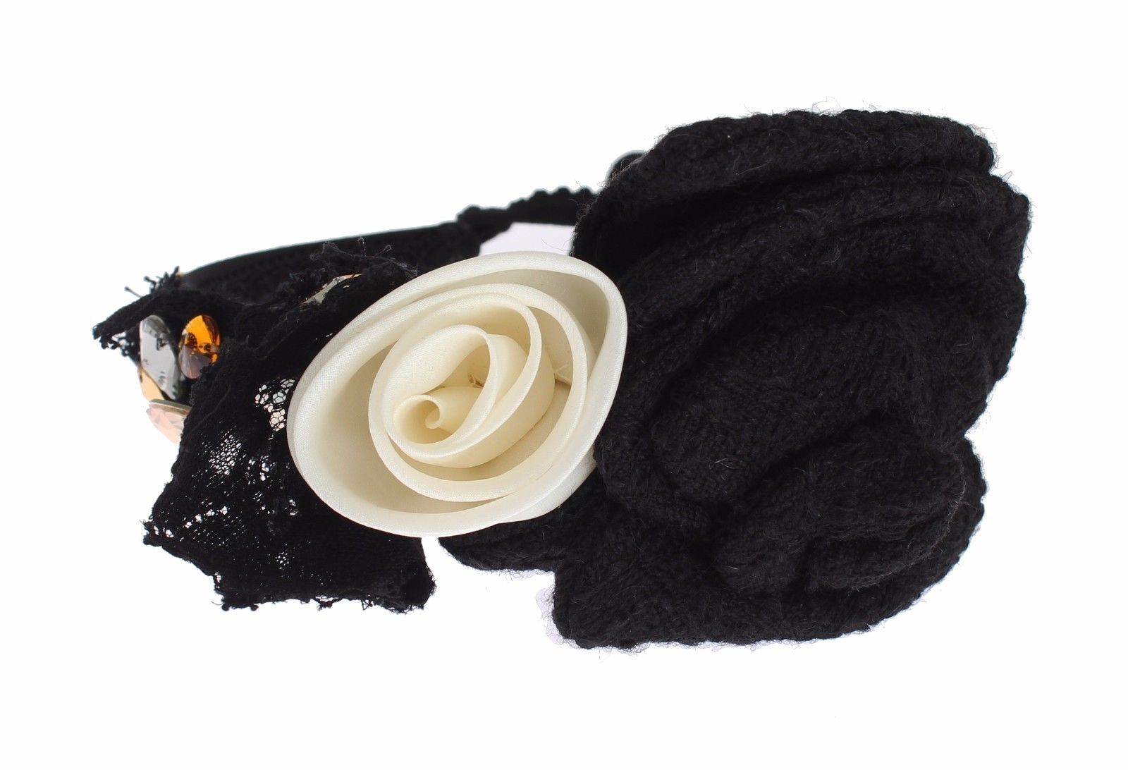 Dolce & Gabbana Diadem Stirnband Tiara Weiß Rose Kristall Haar Gold