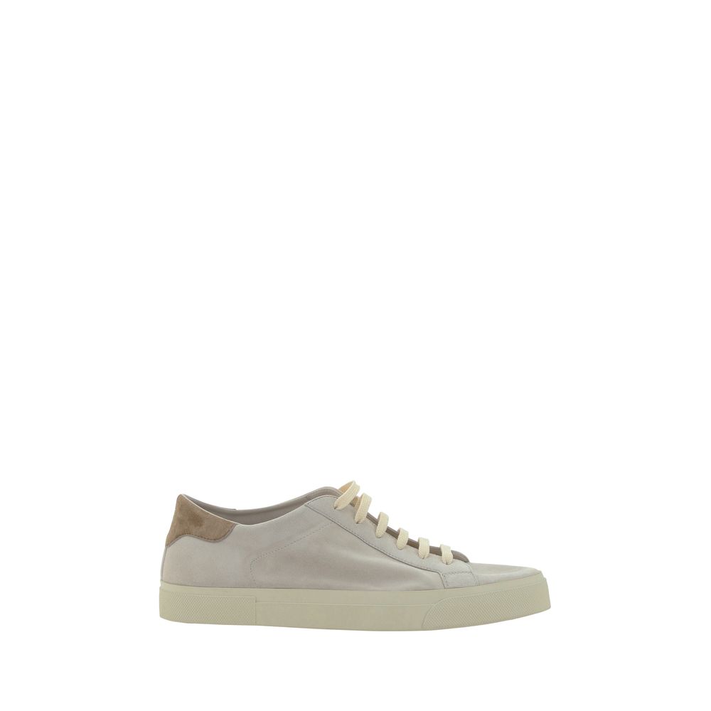 Brunello Cucinelli Cremefarbene Leder-Sneakers