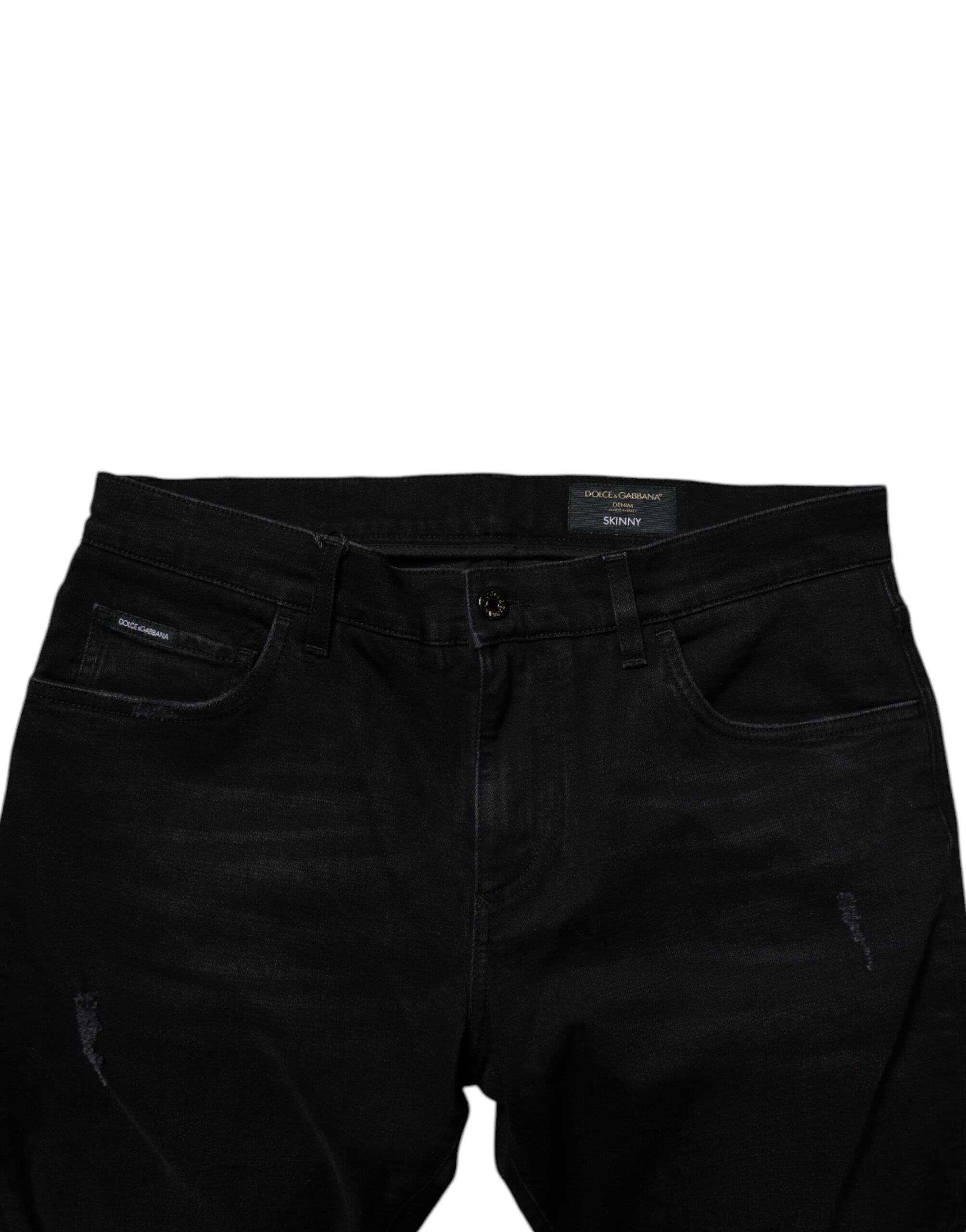 Dolce & Gabbana Schwarze zerfledderte Baumwoll-Skinny-Jeans für Männer aus Denim