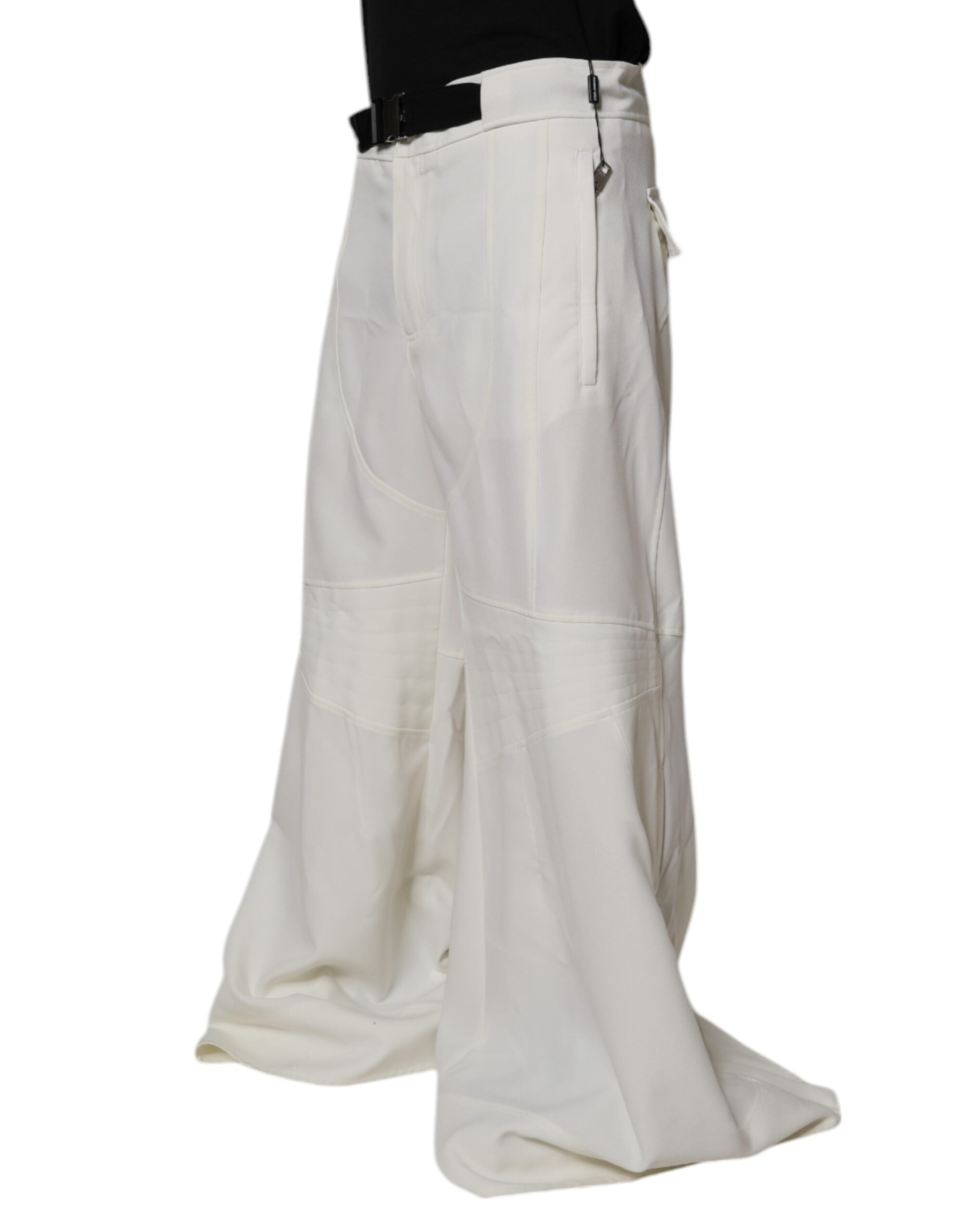 Dolce & Gabbana Weiße Hose mit mittlerer Taille und weitem Bein