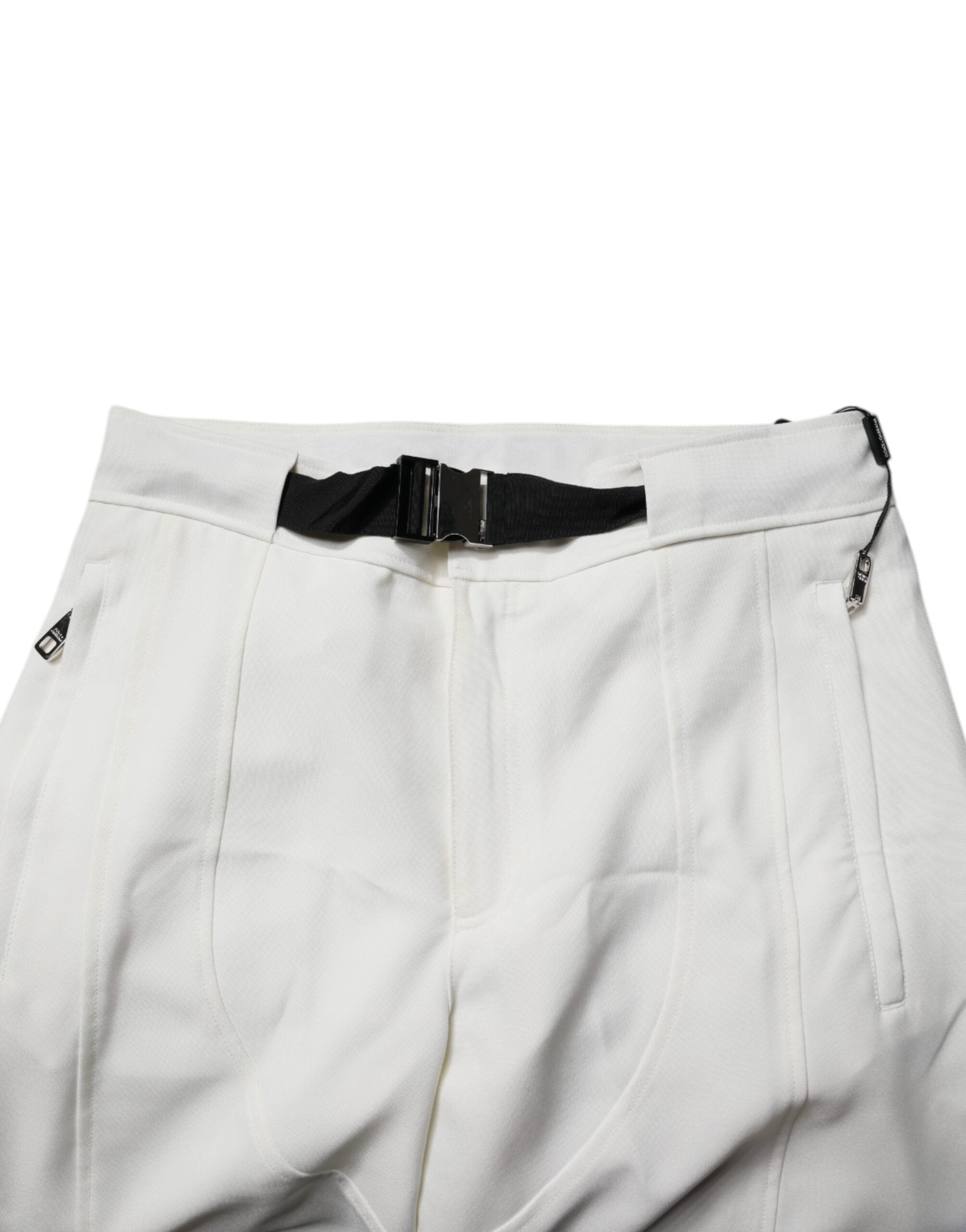 Dolce & Gabbana Weiße Hose mit mittlerer Taille und weitem Bein
