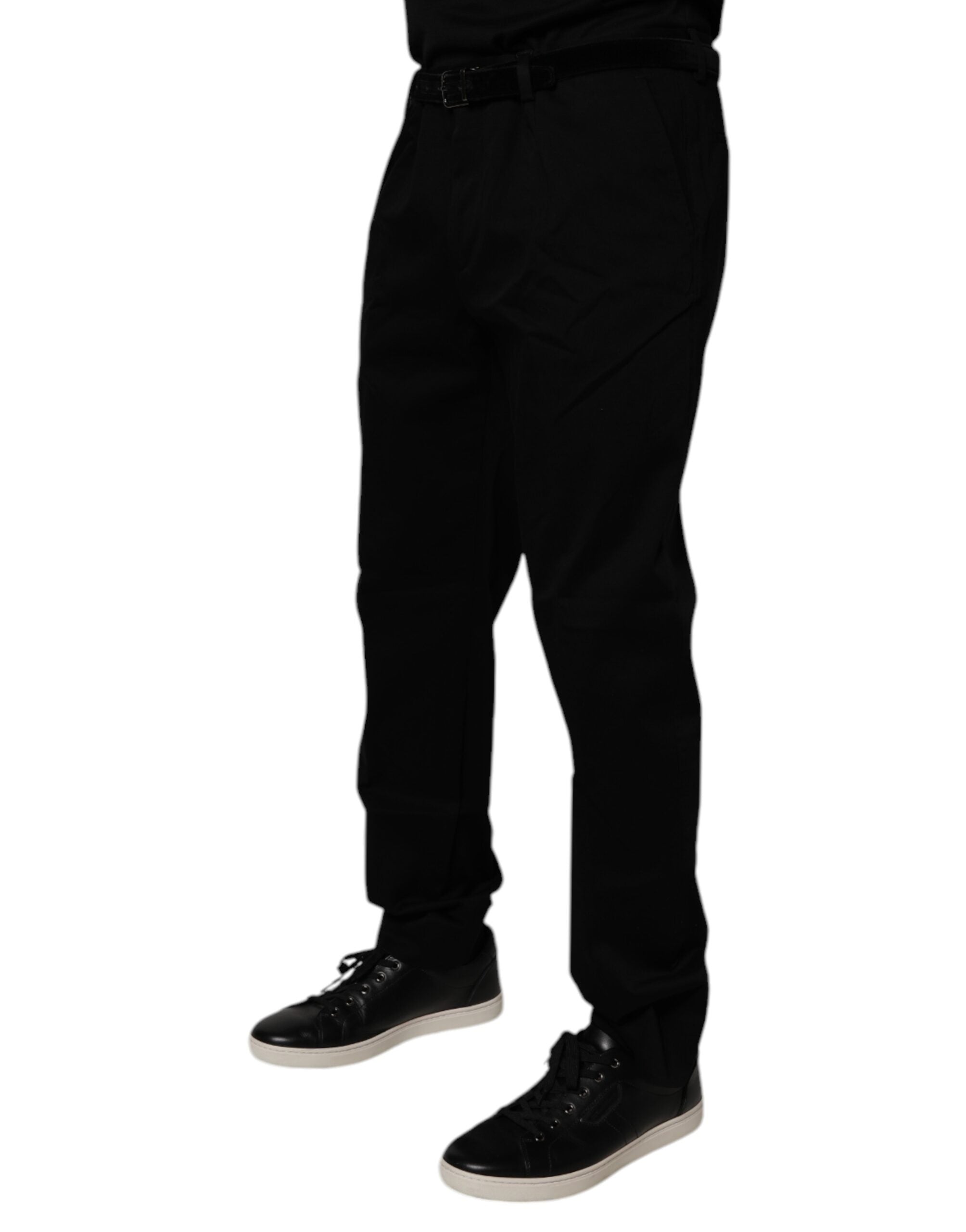 Dolce & Gabbana Schwarze Baumwolle Männer Skinny Kleid Formal Hosen