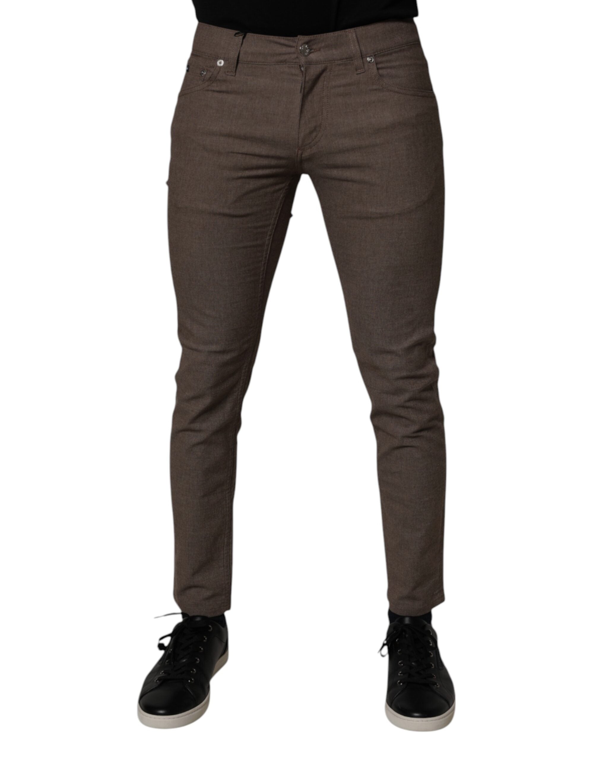 Dolce & Gabbana Braune Baumwoll-Stretch-Chinohose