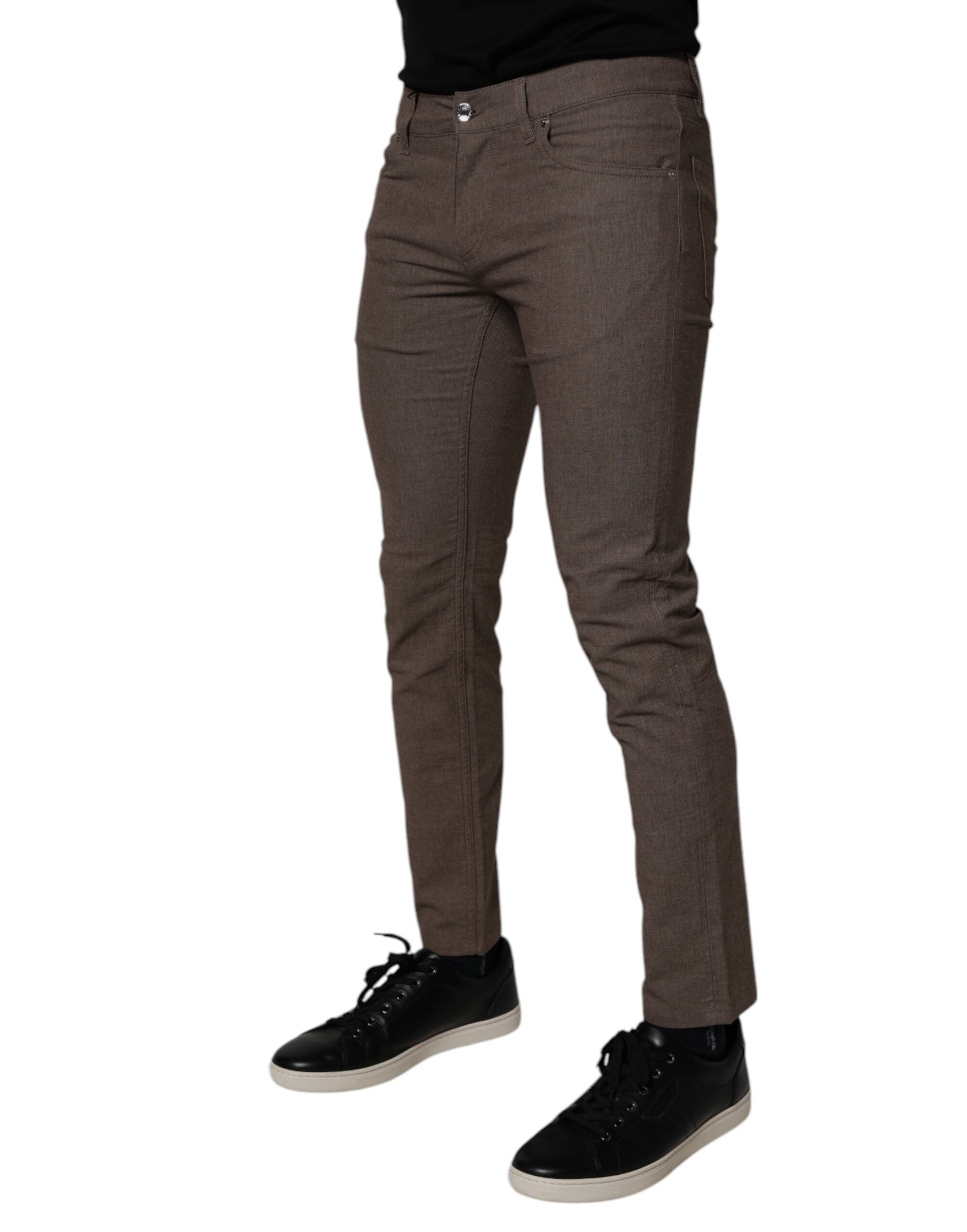 Dolce & Gabbana Braune Baumwoll-Stretch-Chinohose