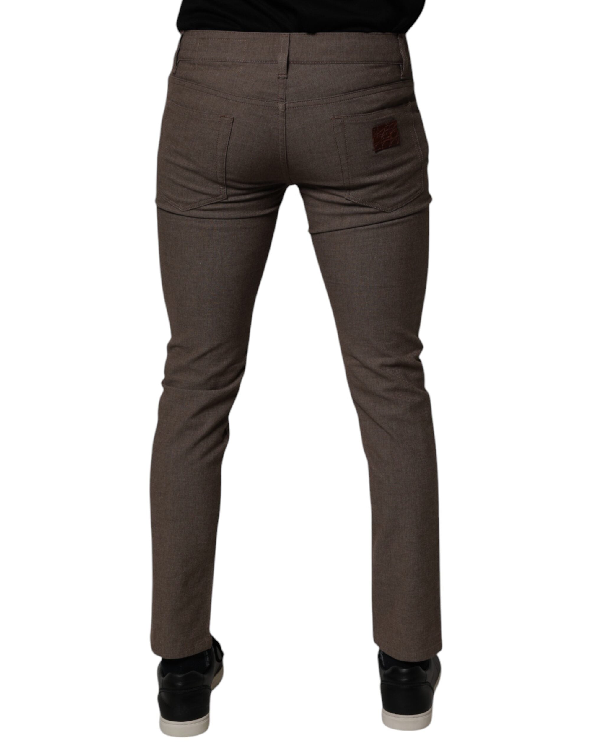 Dolce & Gabbana Braune Baumwoll-Stretch-Chinohose