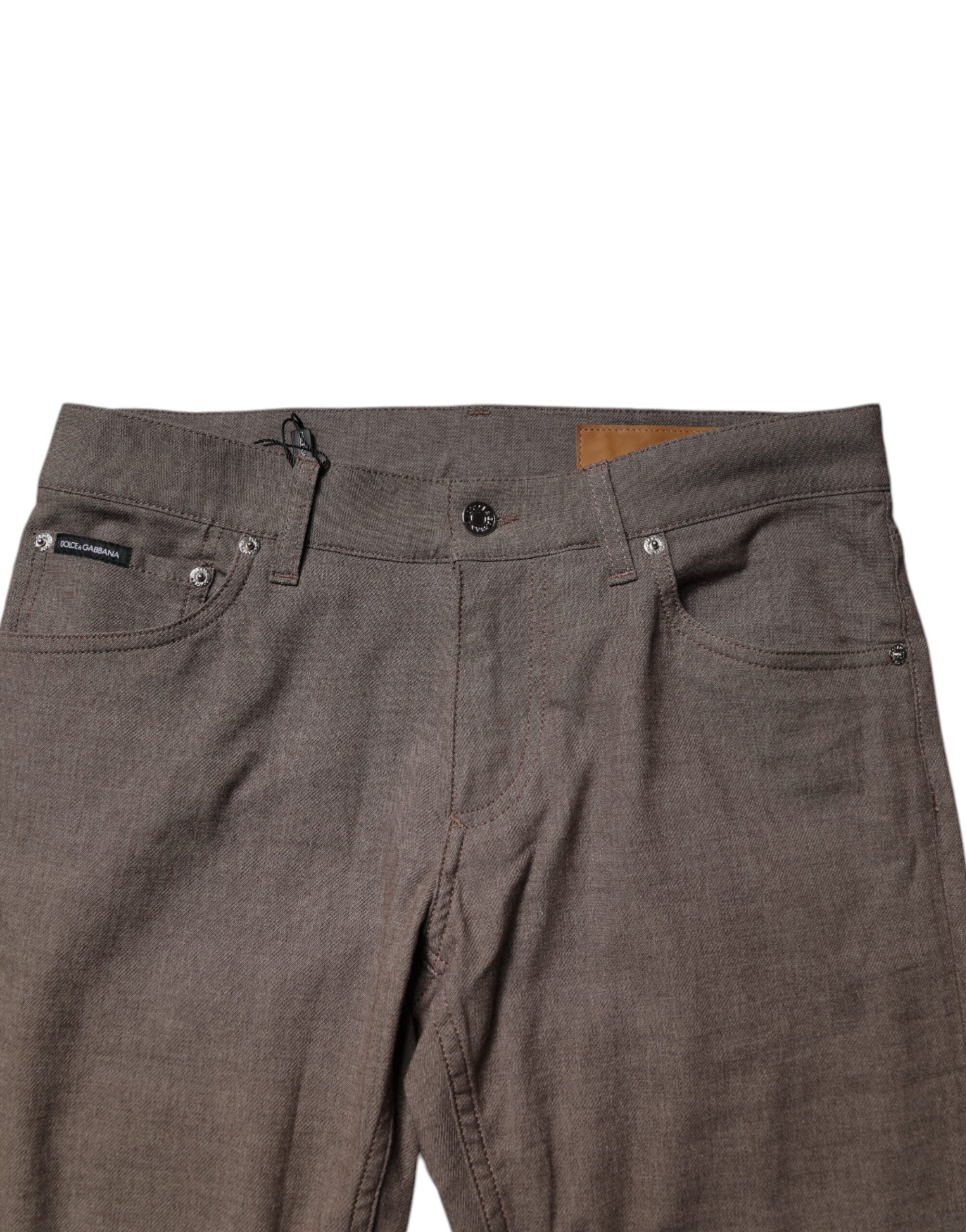 Dolce & Gabbana Braune Baumwoll-Stretch-Chinohose