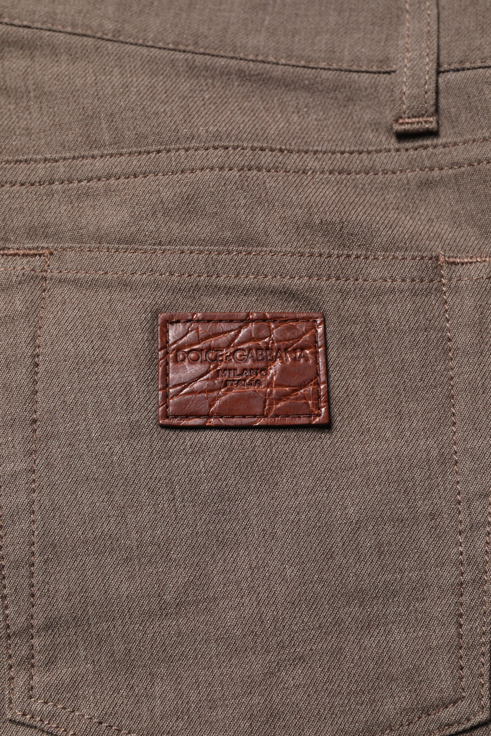 Dolce & Gabbana Braune Baumwoll-Stretch-Chinohose