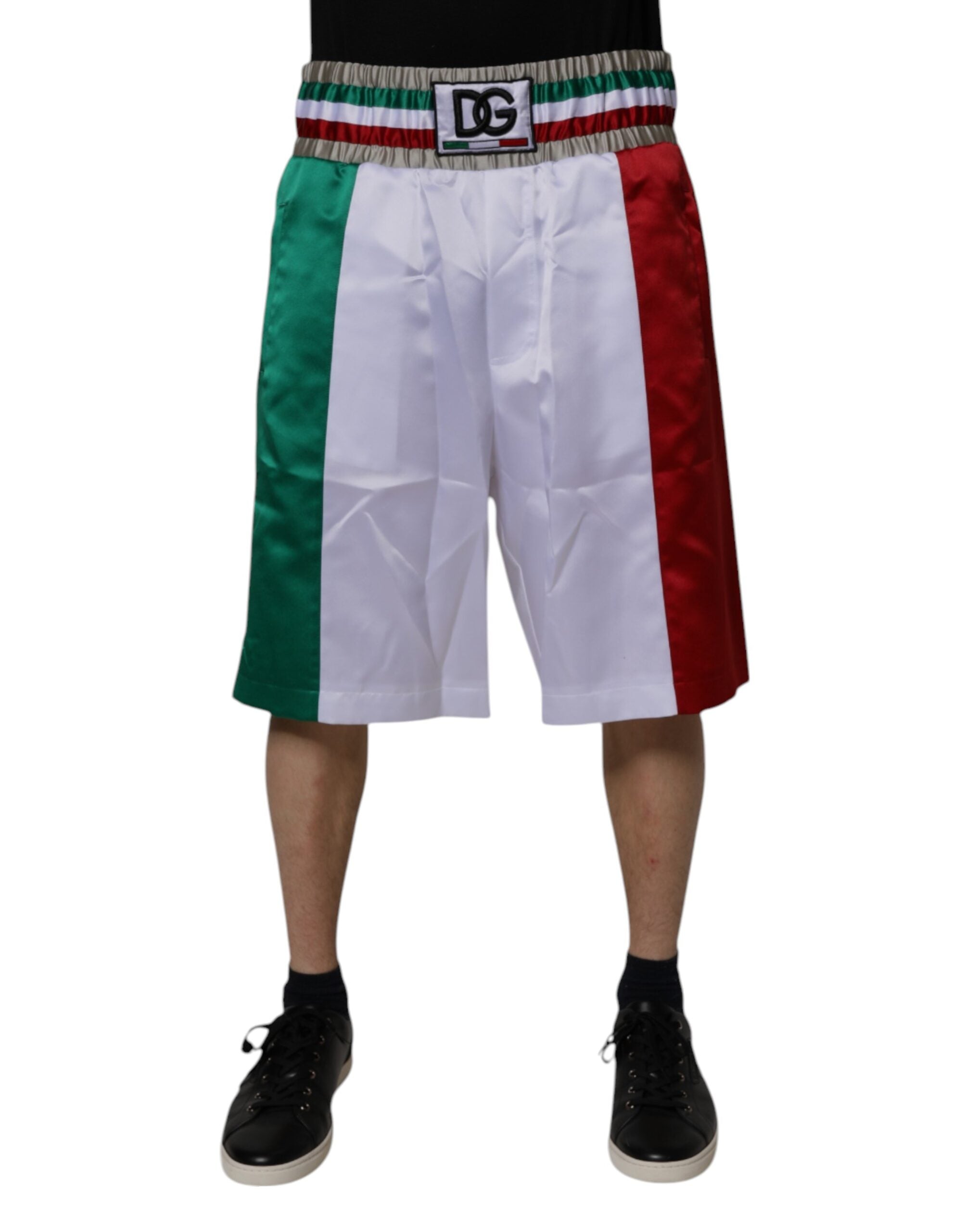 Dolce & Gabbana Mehrfarbige Bermuda-Shorts aus Polyester, Made in Italy