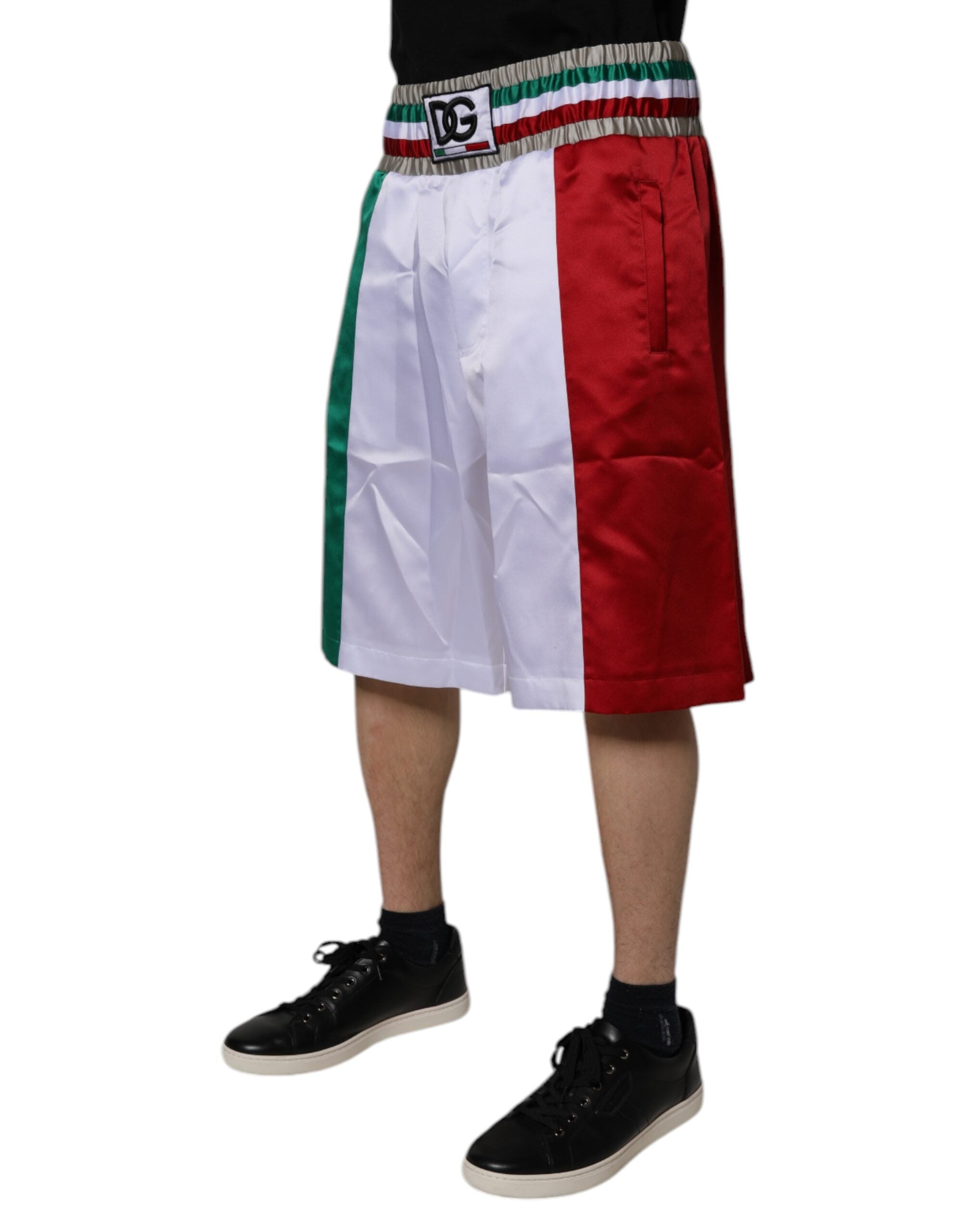 Dolce & Gabbana Mehrfarbige Bermuda-Shorts aus Polyester, Made in Italy