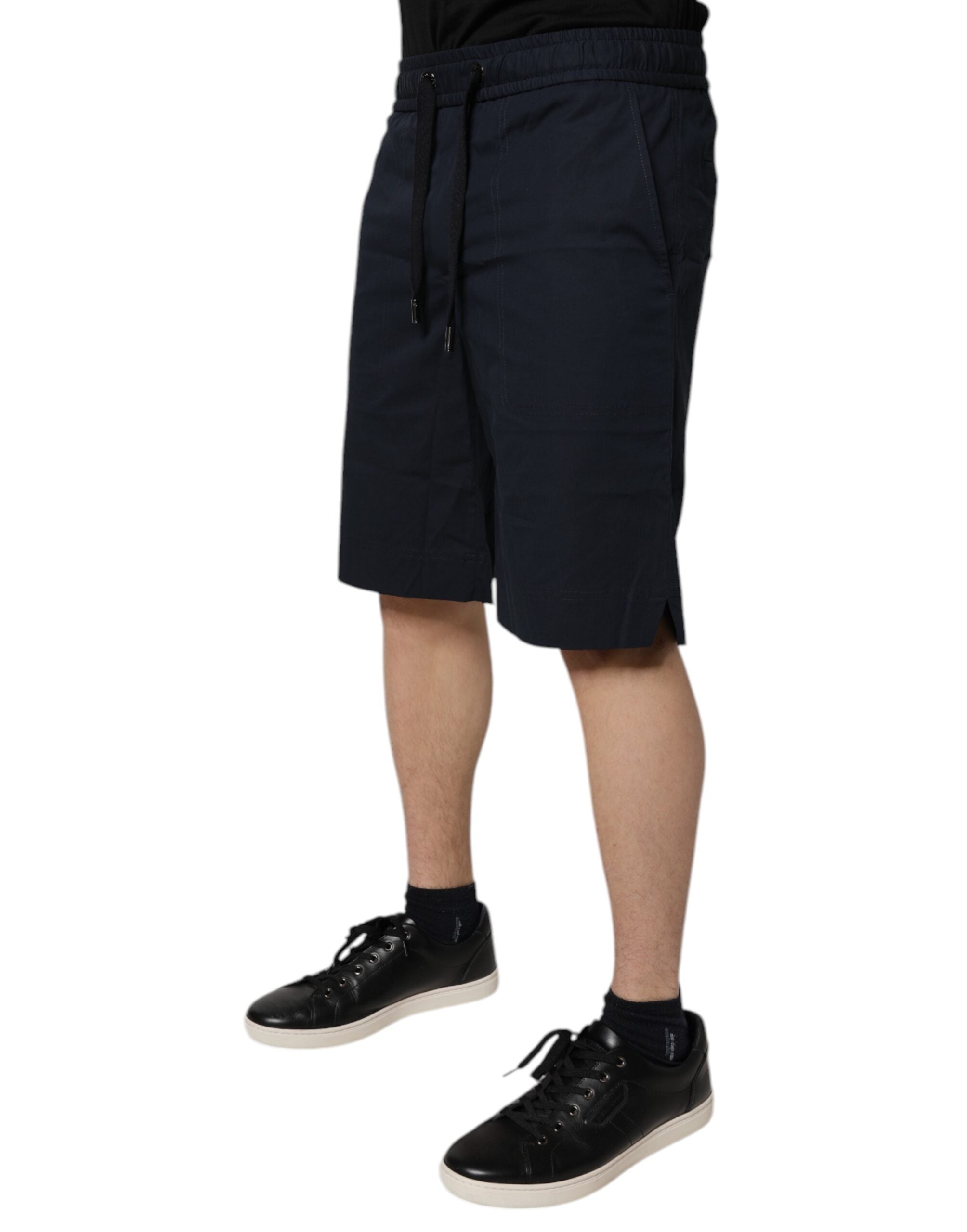 Dolce & Gabbana Dunkelblaue Bermudas aus Baumwolle Sweatshorts Shorts
