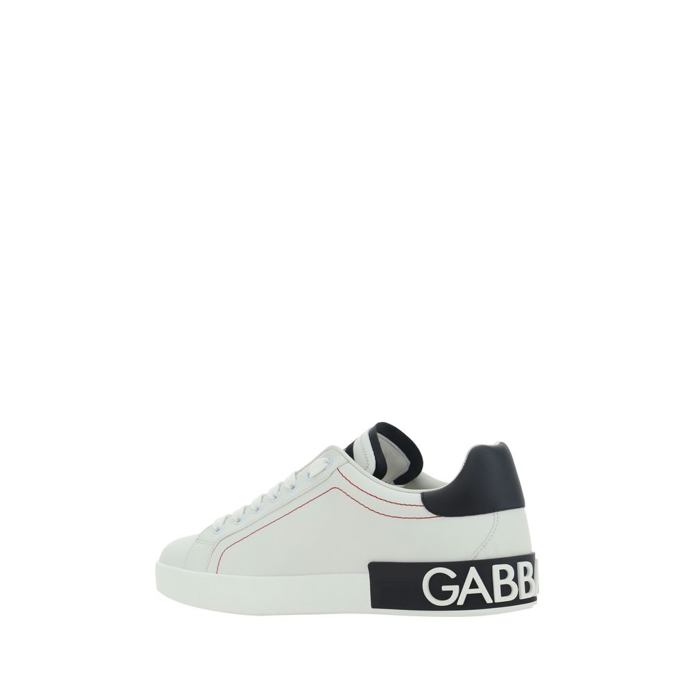 Dolce & Gabbana Weiße Low-Top-Sneaker aus Kalbsleder Bos Taurus
