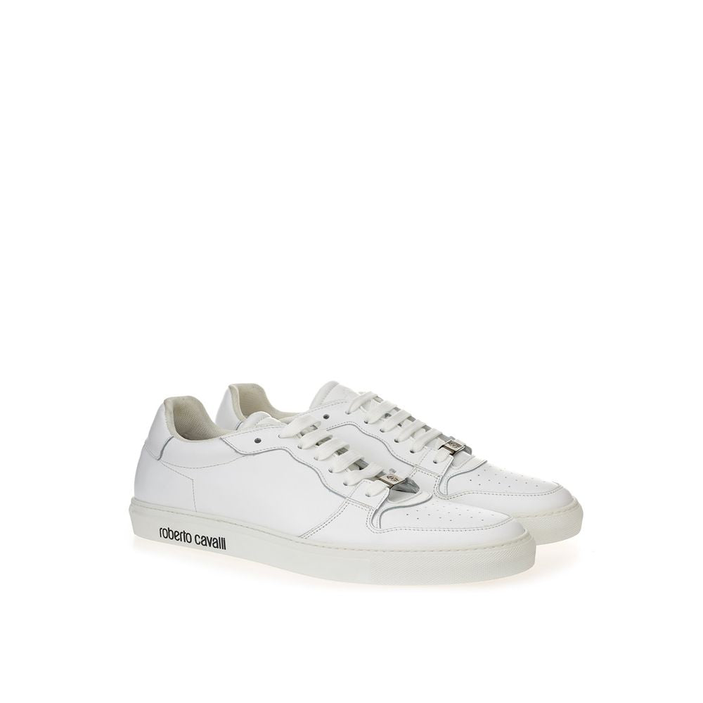 Roberto Cavalli Weiße Low-Top-Sneaker aus Leder