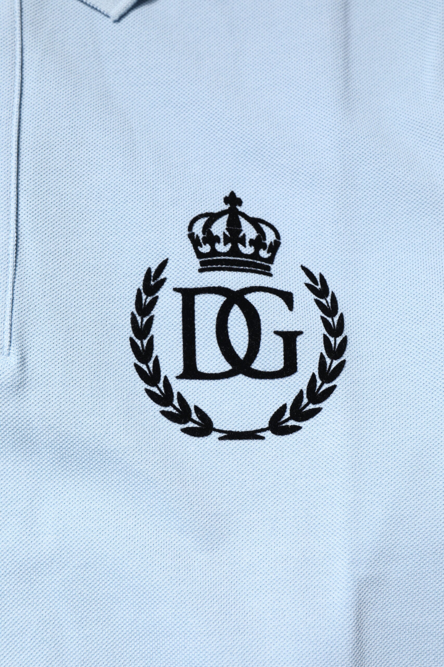 Dolce & Gabbana Himmelblaues Baumwollkronen-Polo-T-Shirt mit Kragen
